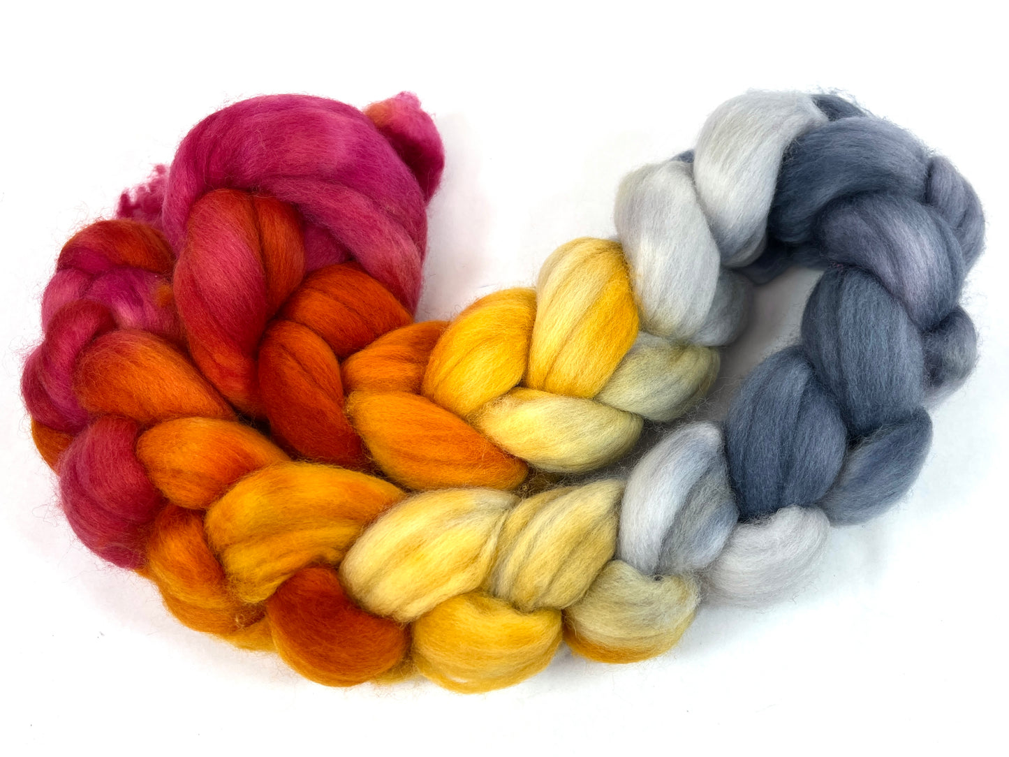Firebrand MG - 4 oz hand painted wool combed top, roving, spinning fiber, handspinning, felting