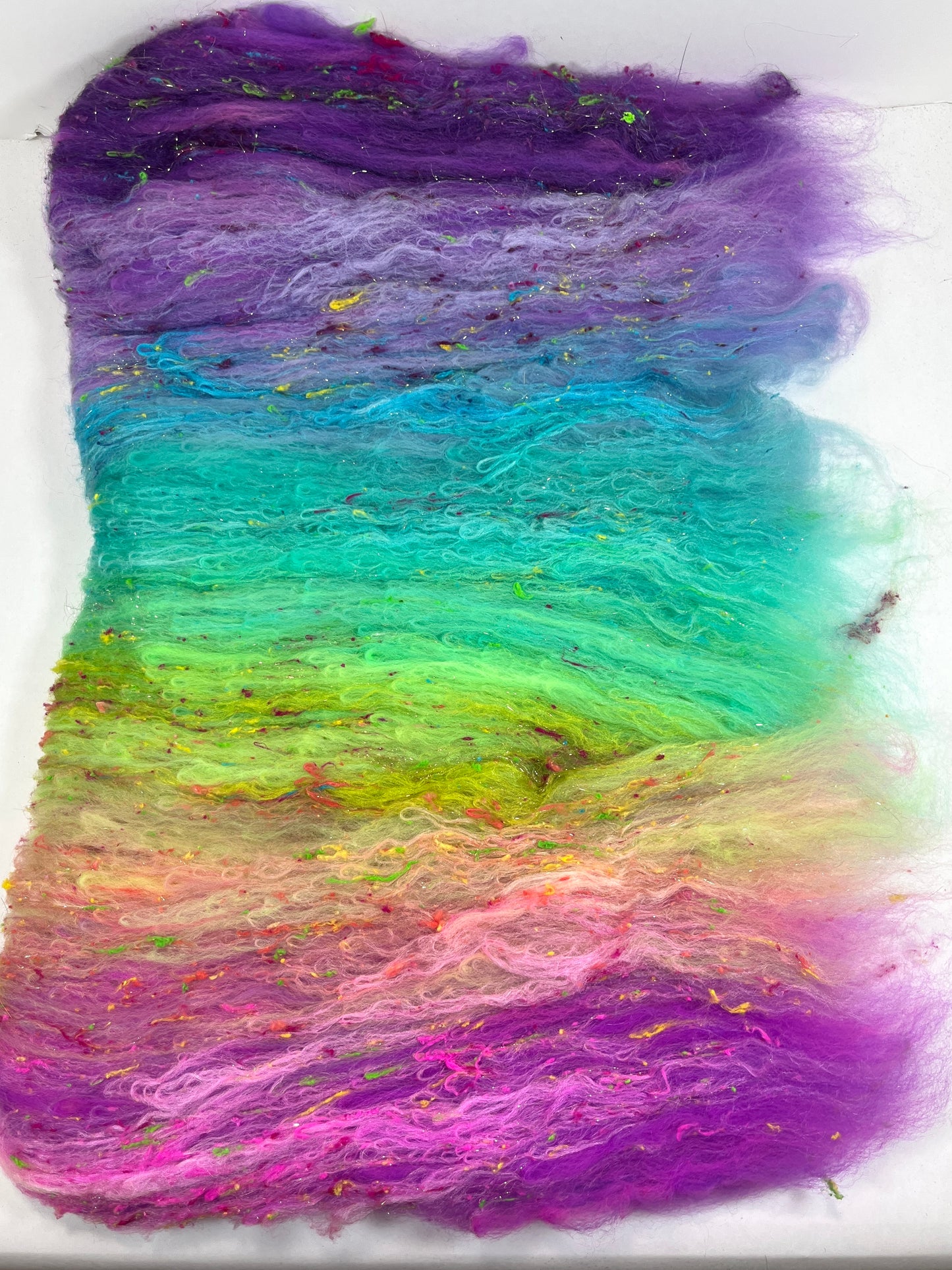 Disco Fever Gradient Batt 0728-02 - 2.5 oz Polwarth wool, silk, noils, spinning fiber, handspinning, nuno, felting wool, weaving, spindle