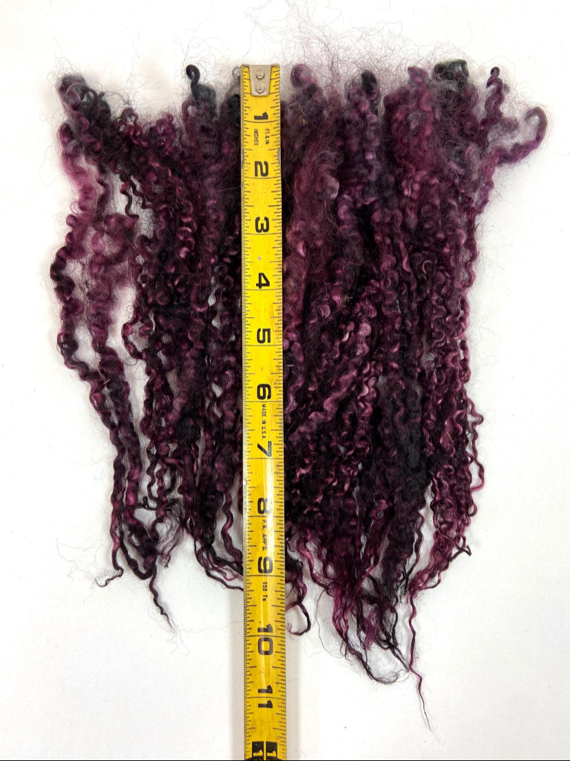 Teeswater LONG locks, Raisin, 10-11 inches, .9 oz, 1004-02, separated, super clean, spinning, felting, fiber art, doll hair, wool locks, reroot