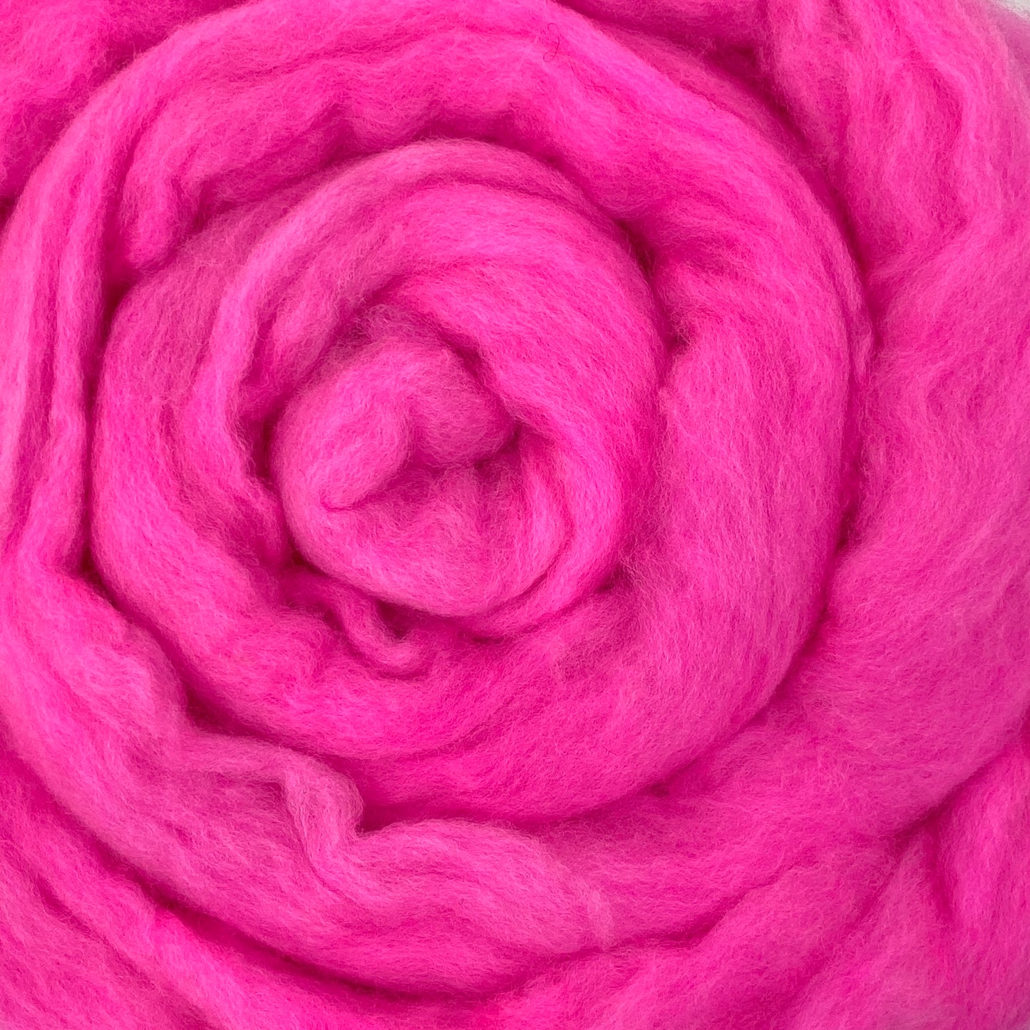 Neon Pink - 2 oz hand dyed semisolid wool combed top