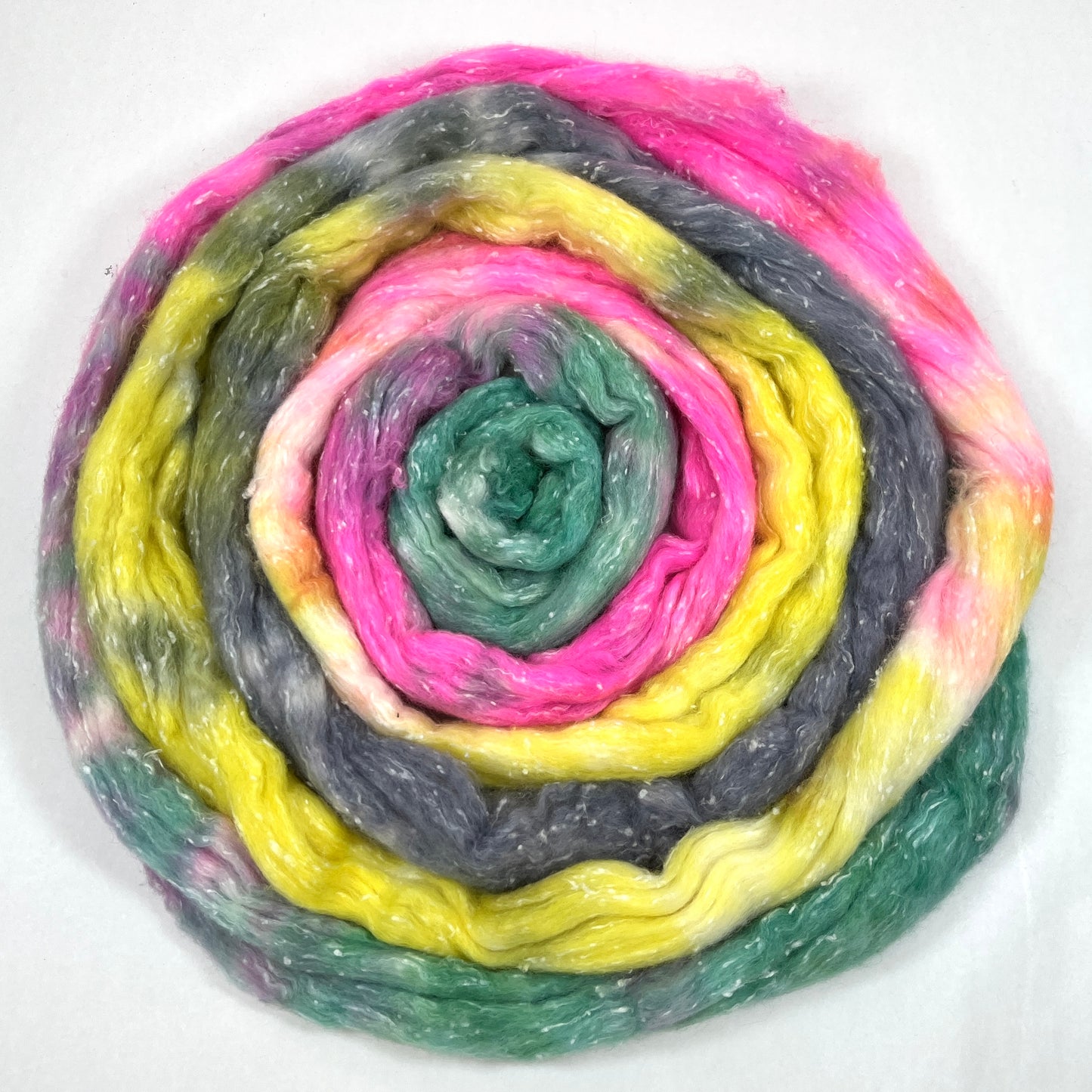 Nancy MG - 4 oz 80/20 South American wool/rayon nepps combed top, roving, spinning fiber, handspinning, felting, needle felting, weaving supplies