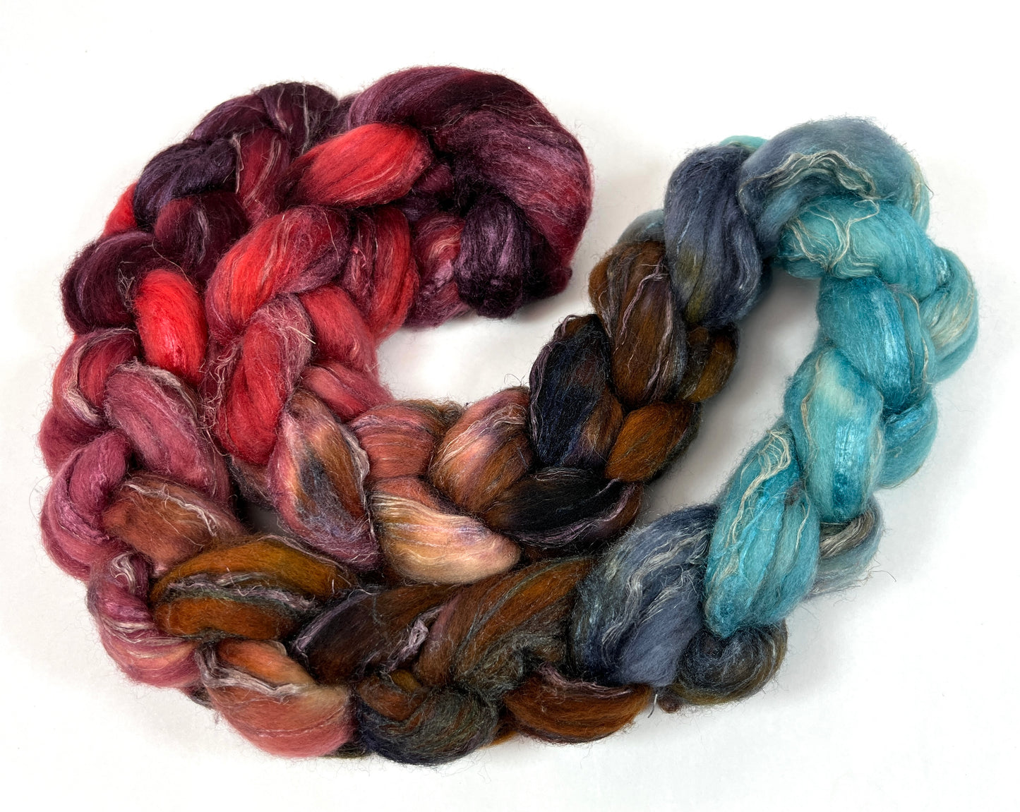 Plaid Flannel MG - 4 oz Merino, silk, flax combed top, roving, spinning fiber, handspinning, felting, needle felting, weaving supplies