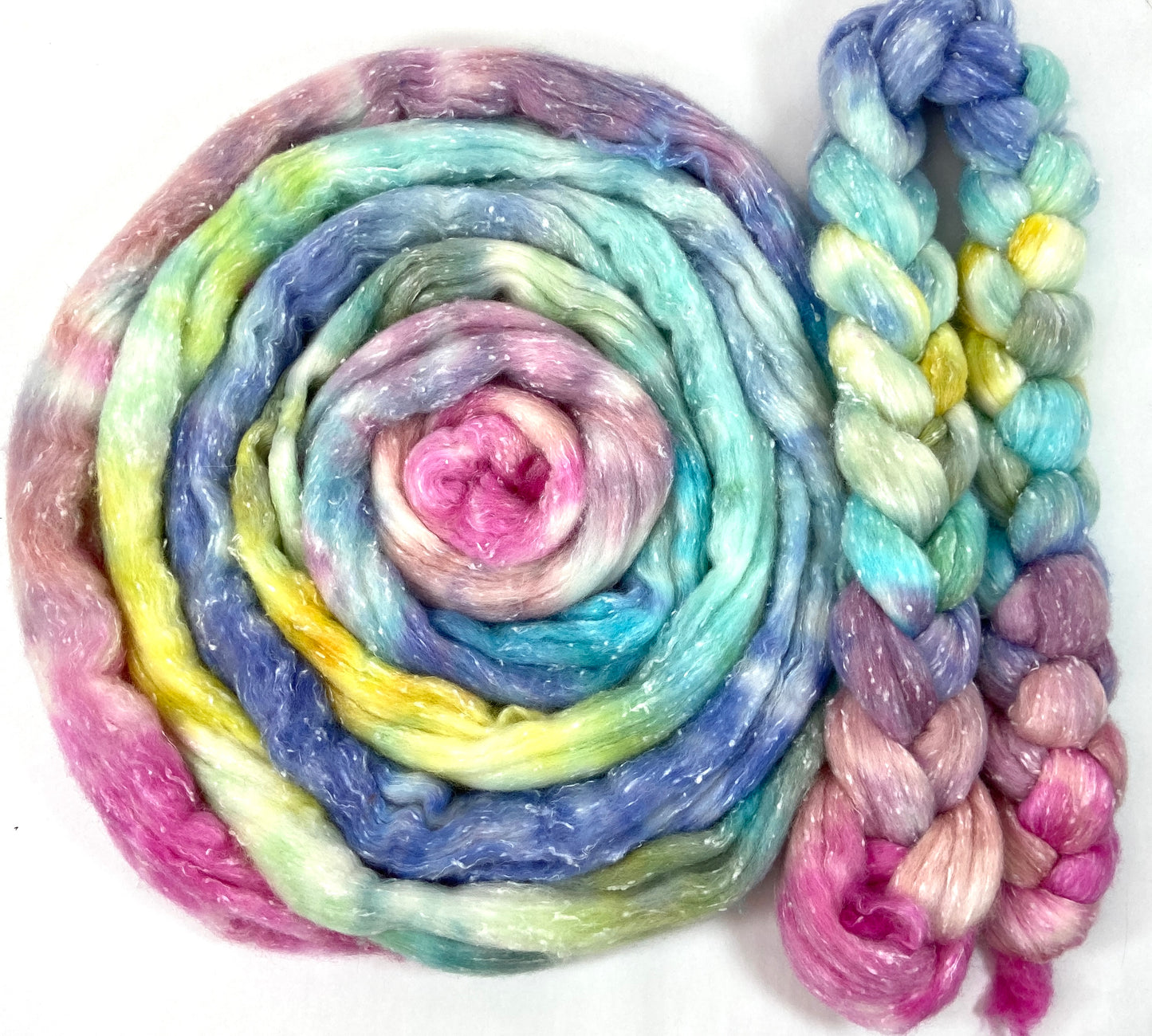 Day's End 1230-01 - 4 oz 80/20 South American wool/rayon nepps combed top, roving, spinning fiber, handspinning, felting, needle felting, weaving supplies