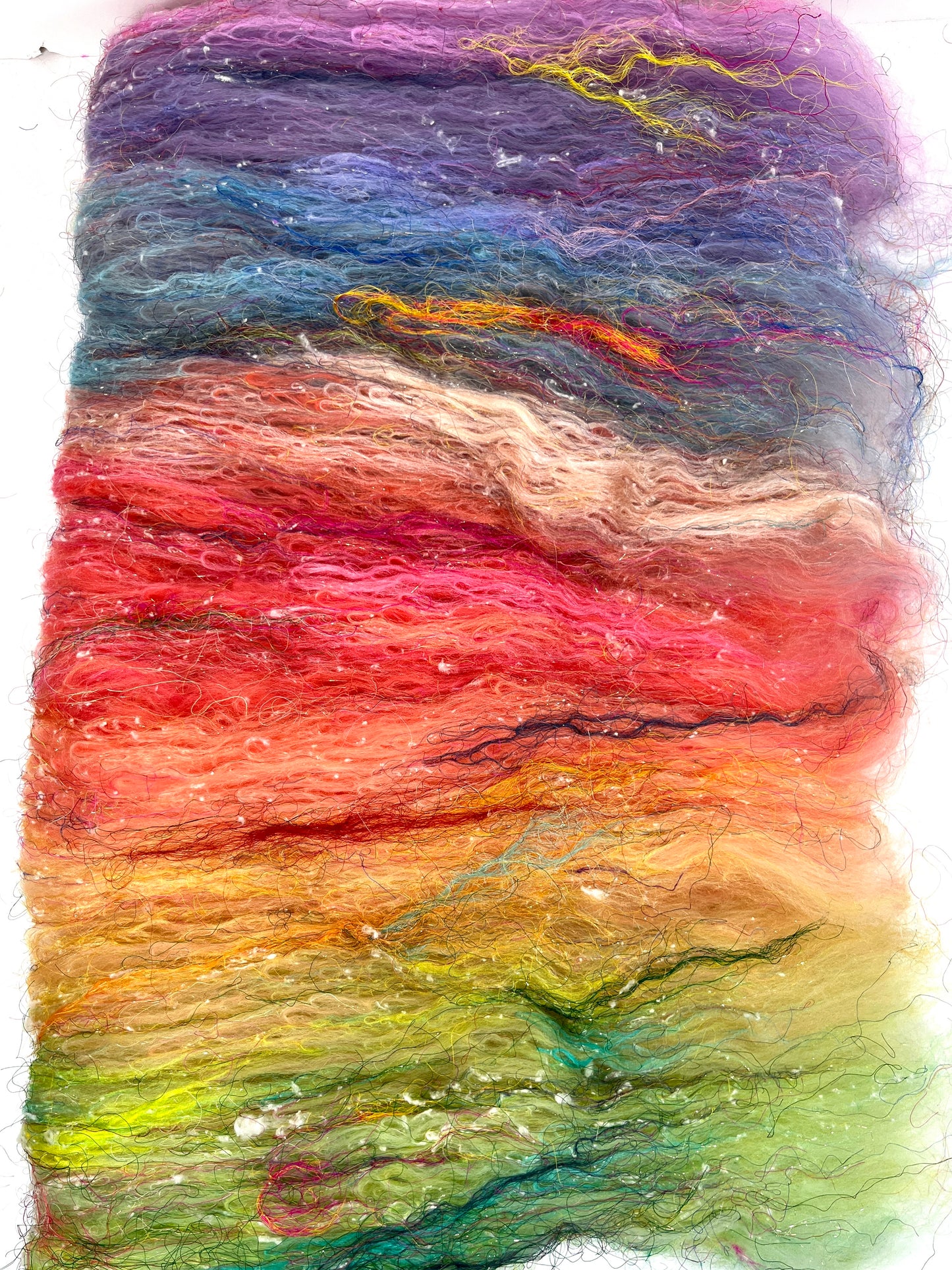 Day’s End Batt 0111-02C, 2.7 oz, Falkland Merino wool, silk, spinning fiber, felting wool, weaving fiber