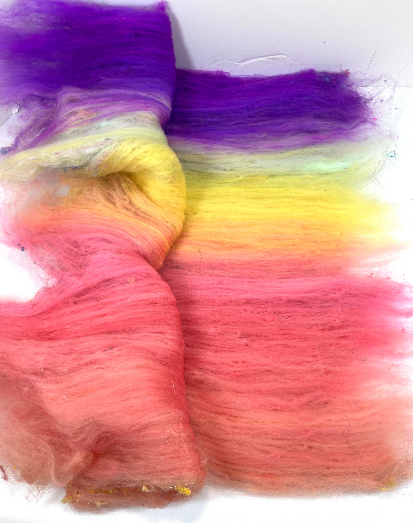 Cindy Lou Gradient Batt 0801-02 - 2.6 oz Polwarth wool, silk, noils, spinning fiber, handspinning, nuno, felting wool, weaving, spindle