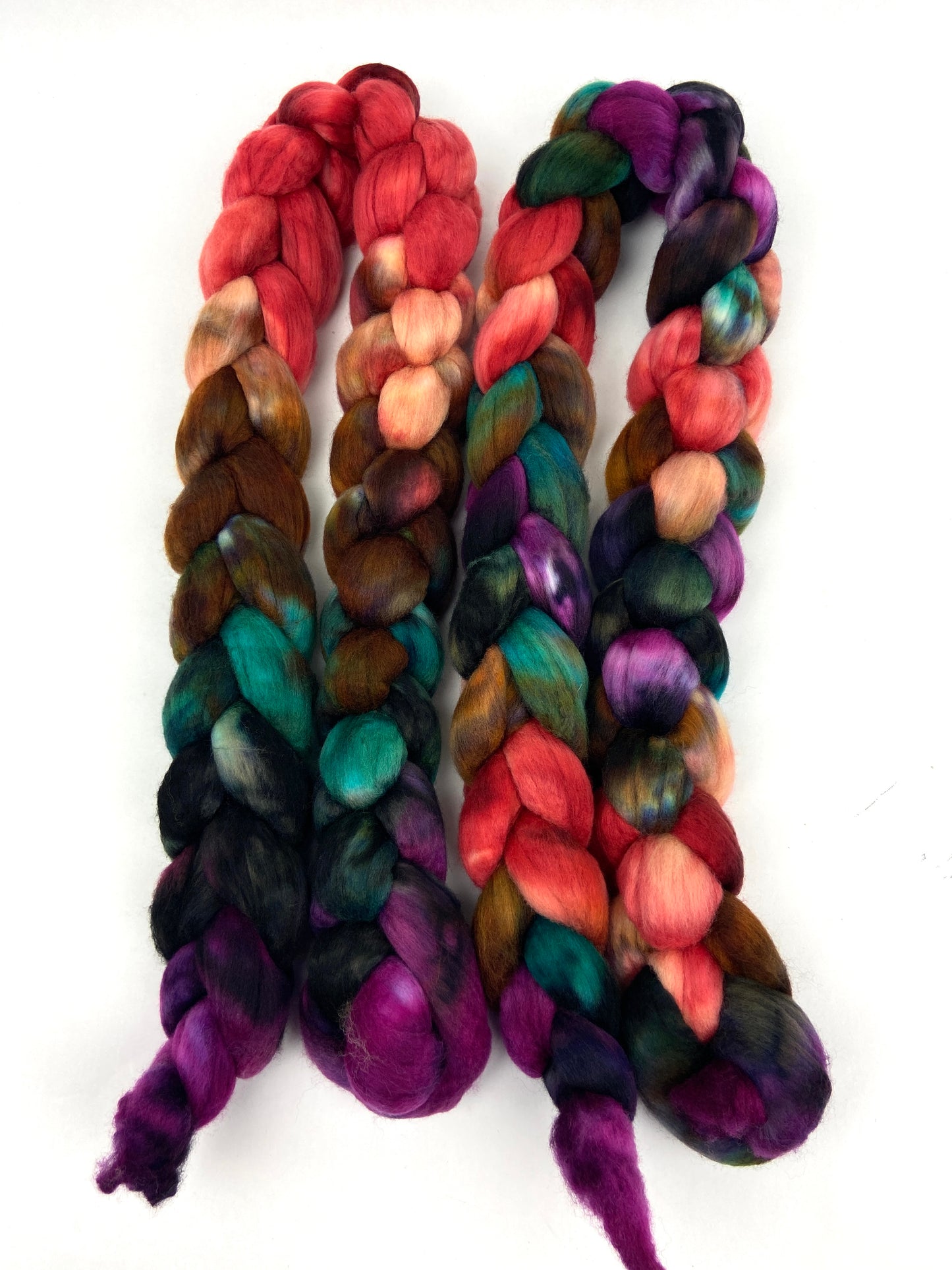 Superstar MG - 4 oz hand painted wool combed top, roving, spinning fiber, handspinning, felting