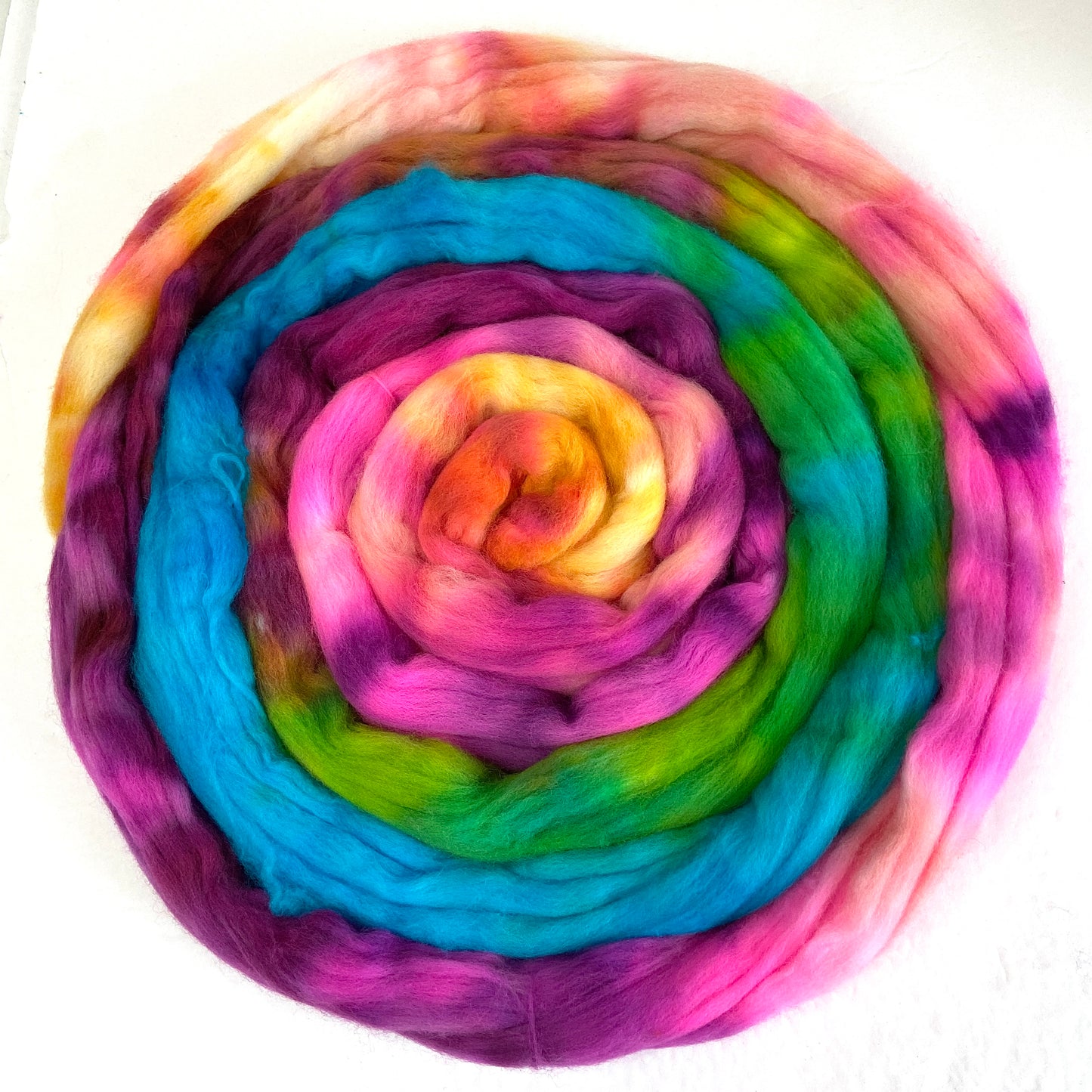 Super Nerds MG - 4 oz hand painted wool combed top, roving, spinning fiber, handspinning, felting