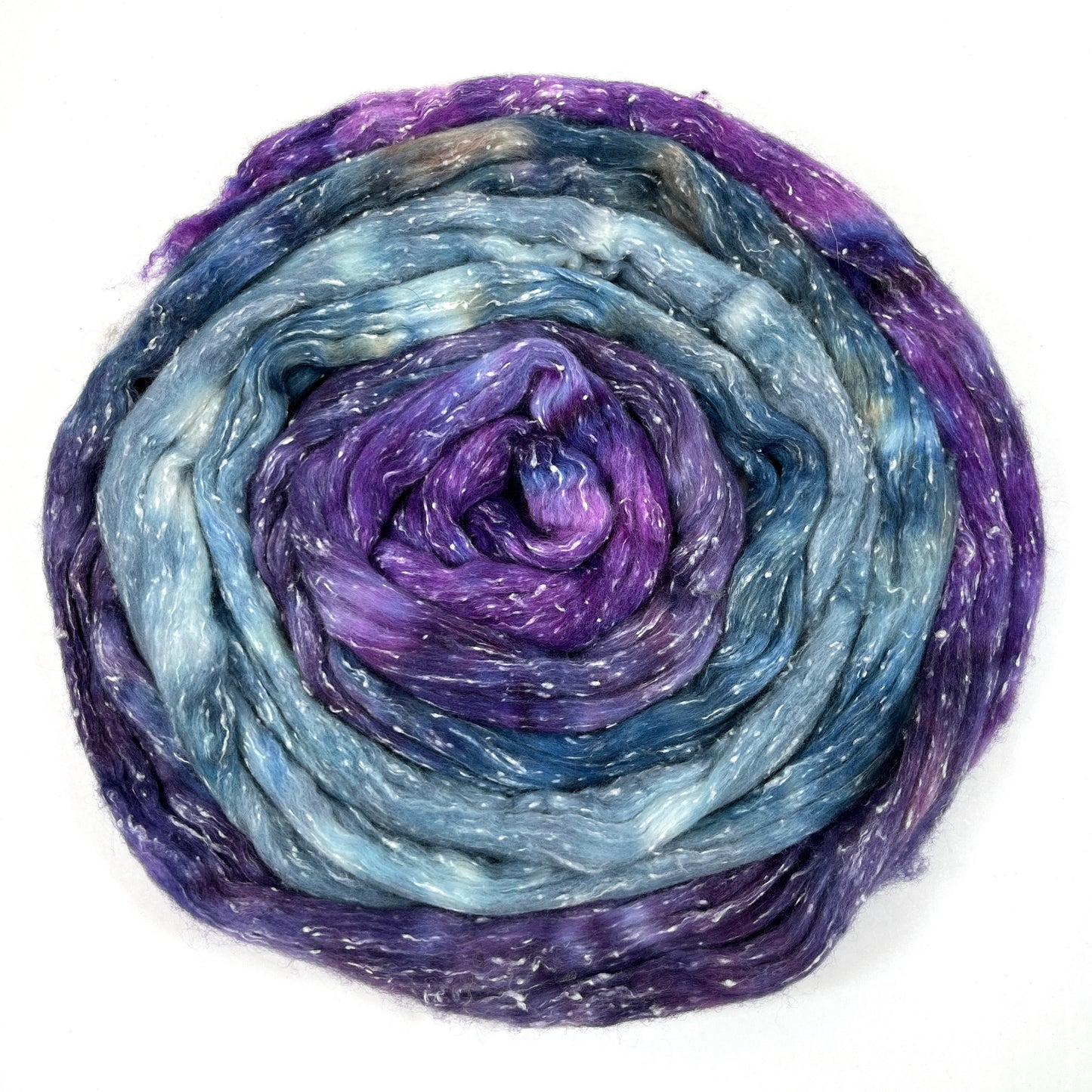 Nightberry MG - 4 oz 80/20 South American wool/rayon nepps combed top, roving, spinning fiber, handspinning, felting, needle felting, weaving supplies