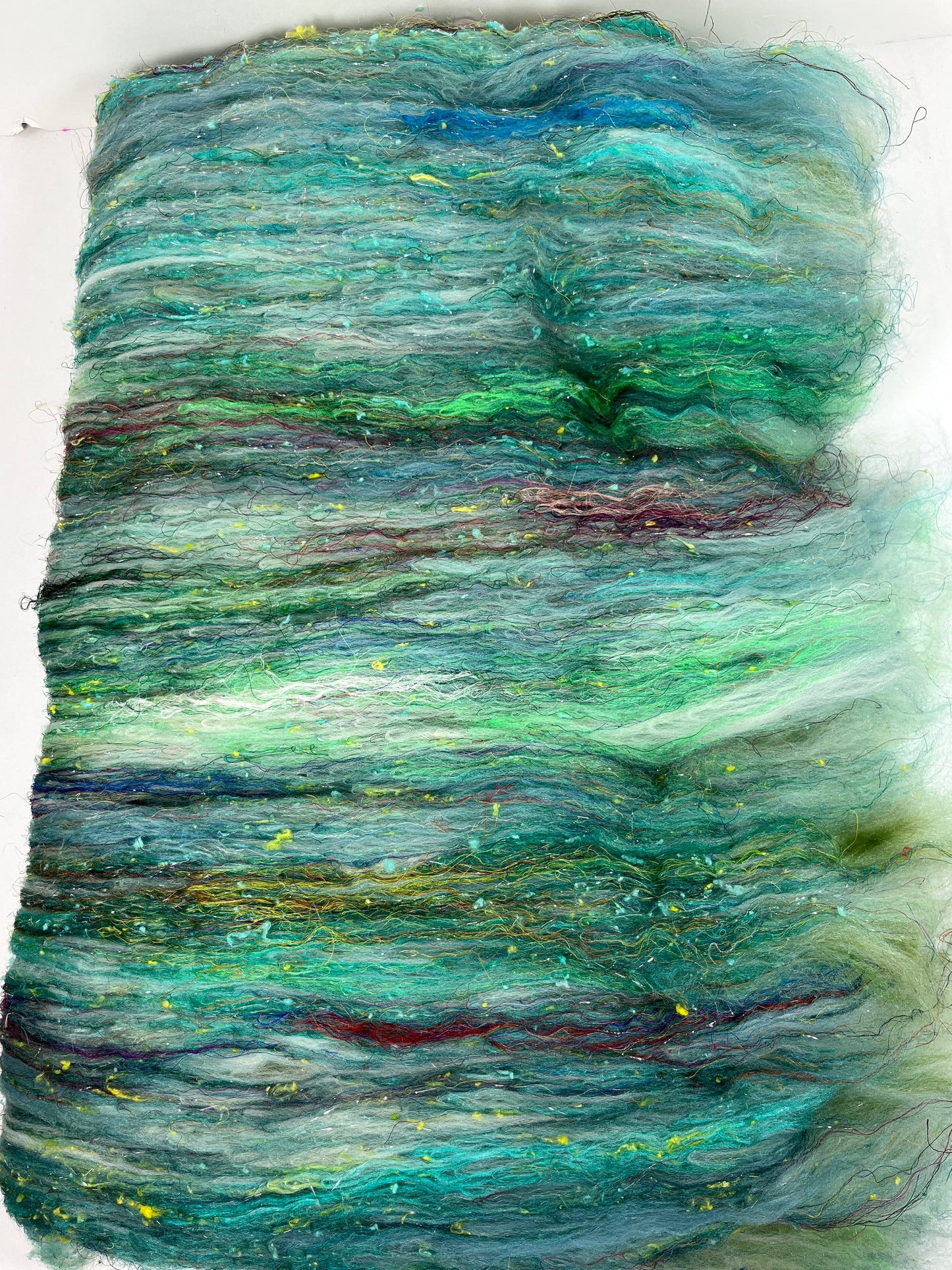 Smooth Art Batt 0107-02- 4 oz Targhee and Merino wool, silk, noils, spinning fiber, handspinning, nuno, felting wool, weaving
