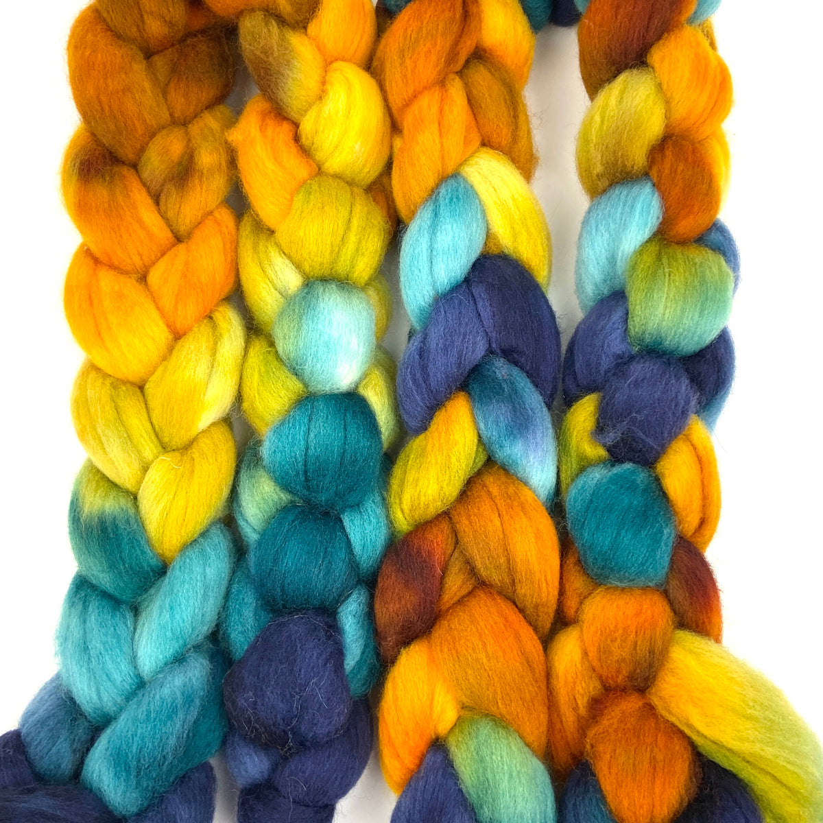 Quackery MG - 4 oz hand painted wool combed top, roving, spinning fiber, handspinning, felting