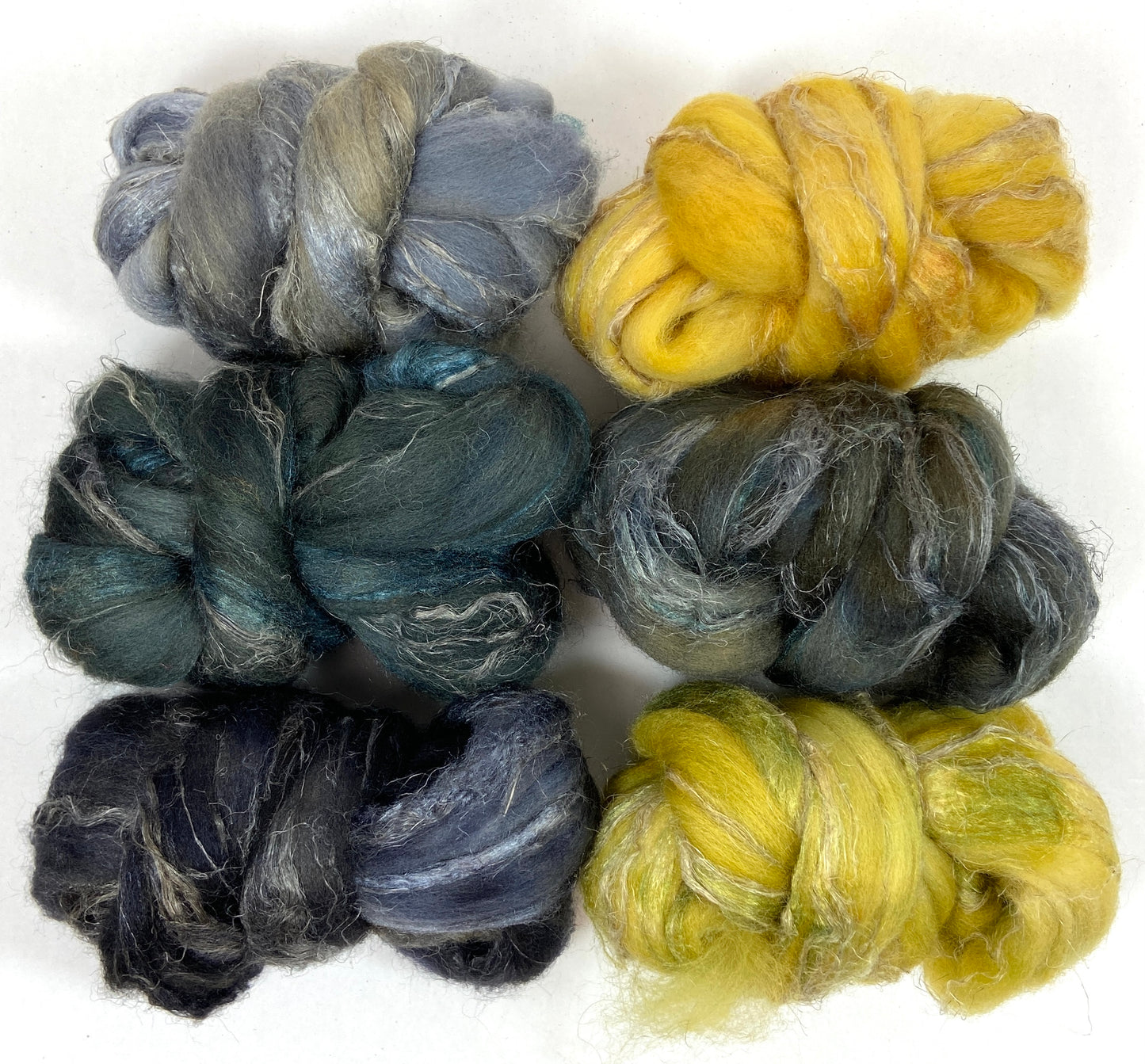 Combo Pack - 6 oz, Merino,silk, flax wool combed top, roving, spinning fiber, handspinning, felting, wool, 1201-01