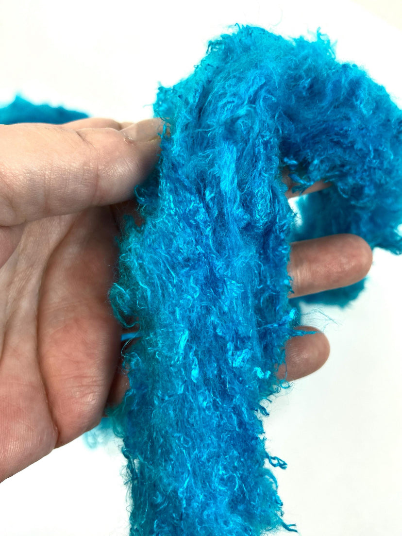 Silk Laps, Turquoise , 1014-07, mulberry silk, nuno, wet felting, spinning fiber, art yarn, handspinning, felting fiber, corespinning