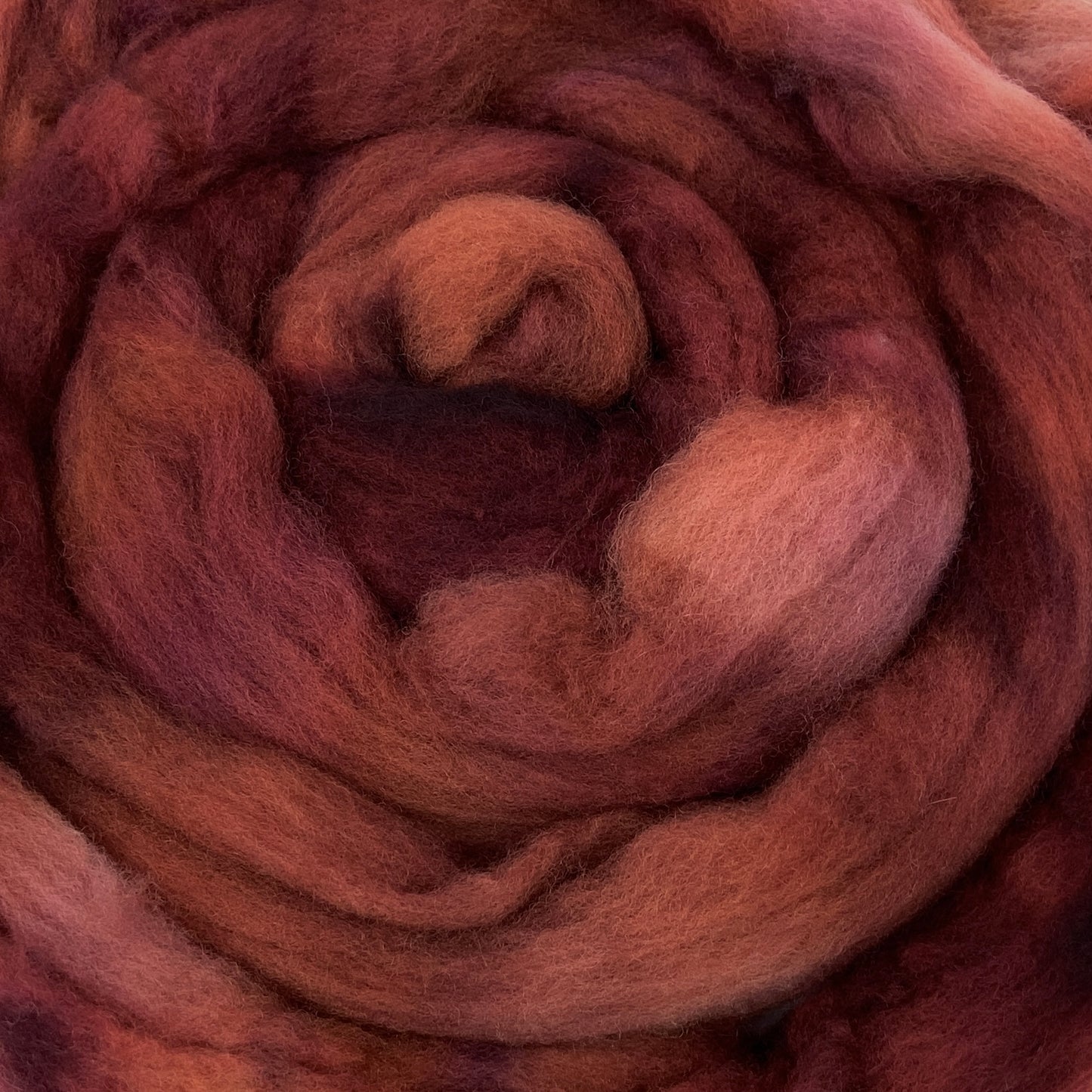 Mahogany - 2 oz hand dyed semisolid wool combed top