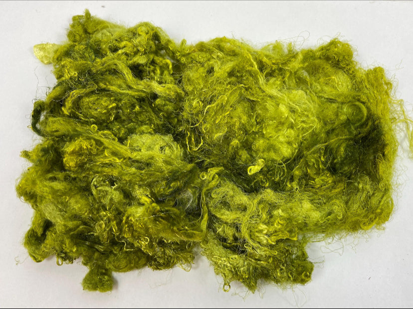 Throwsters, silk, Ripe Olive, .7 oz, nuno, wet felting, spinning fiber, art yarn, handspinning, nuno, corespinning, weaving, 0907-01