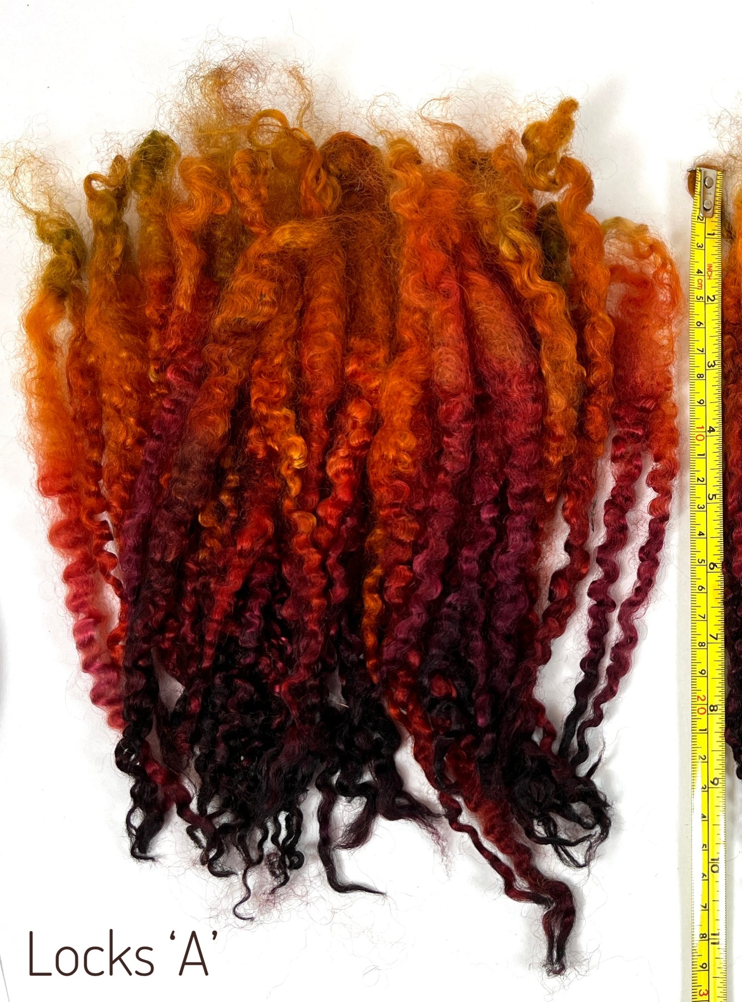 Teeswater LONG locks, Curried Beets, 11-12 inches, separated, super clean, spinning, felting, fiber art, doll hair, wool locks, reroot