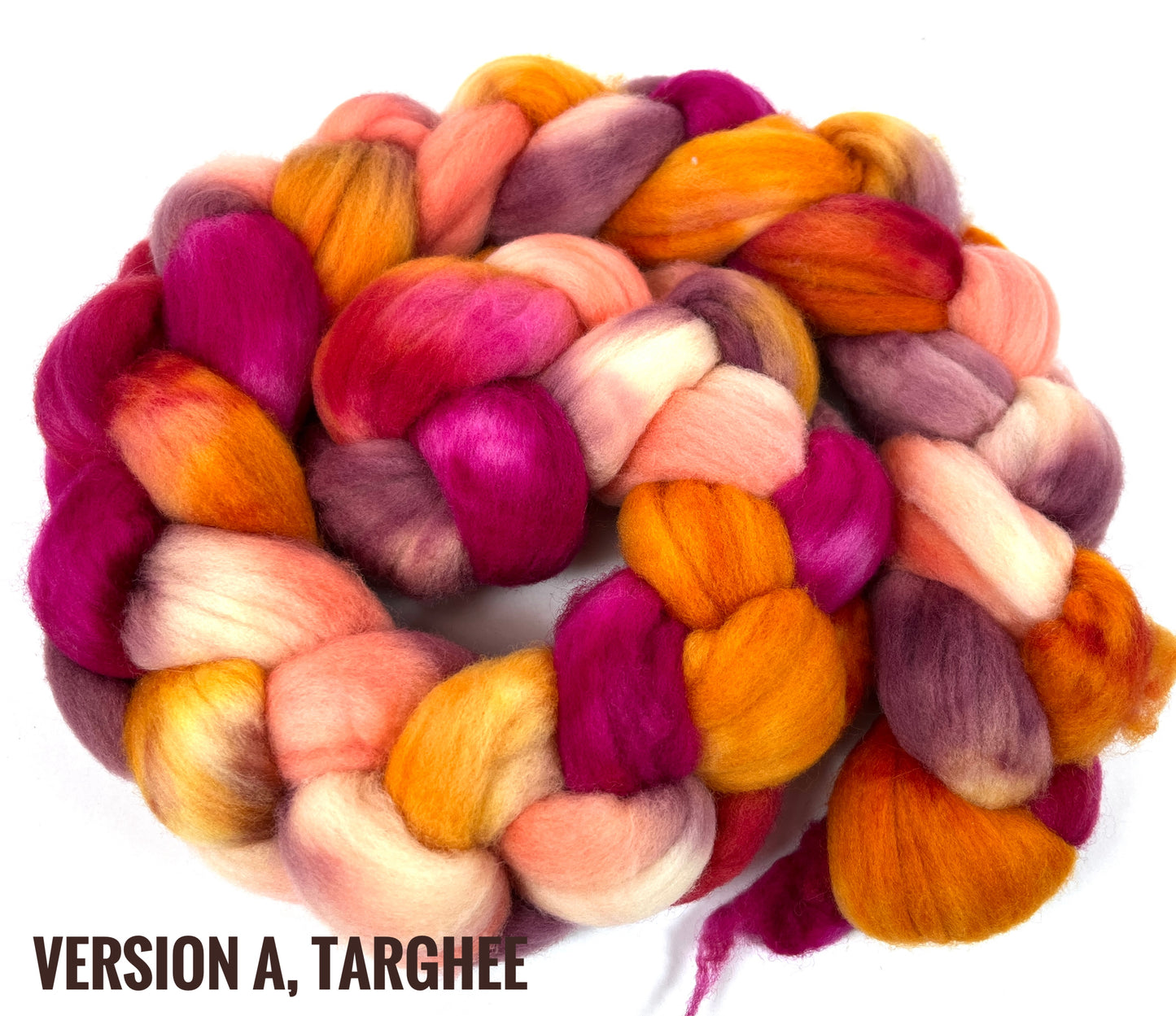 Test Braids, Two Versions - 4 oz BFL or Targhee wool combed top, roving, spinning fiber, handspinning, felting, needle felting, weaving supplies, 0508-03