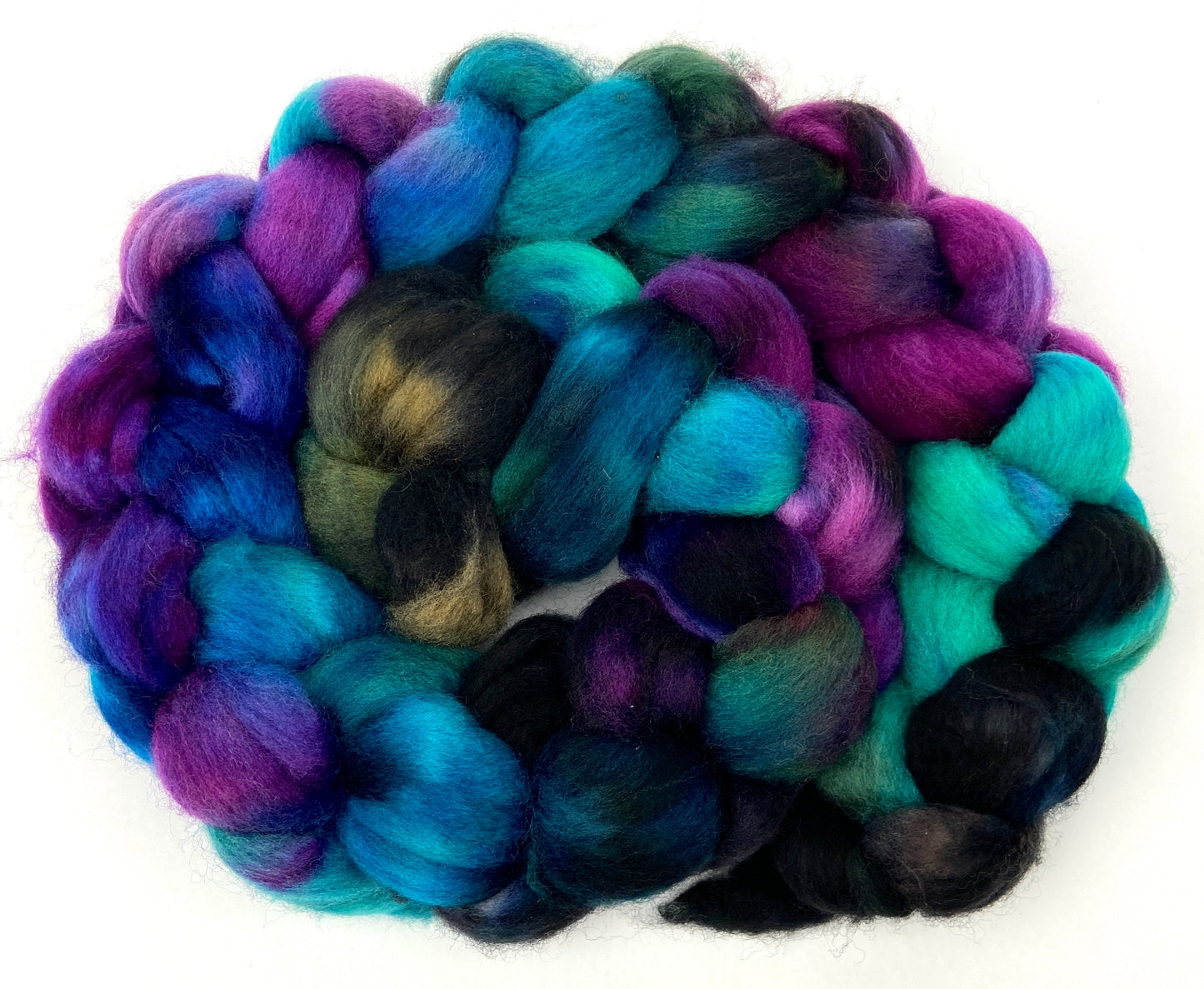The Darkness MG - 4 oz hand painted wool combed top, roving, spinning fiber, handspinning, felting