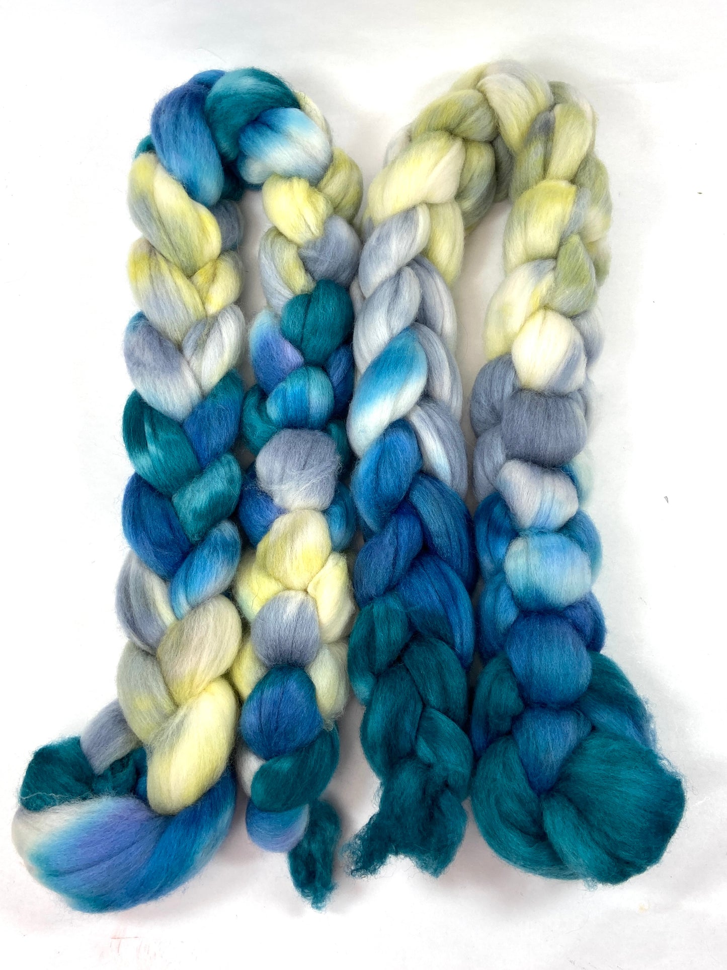 Whirlpool MG - 4 oz hand painted wool combed top, roving, spinning fiber, handspinning, felting