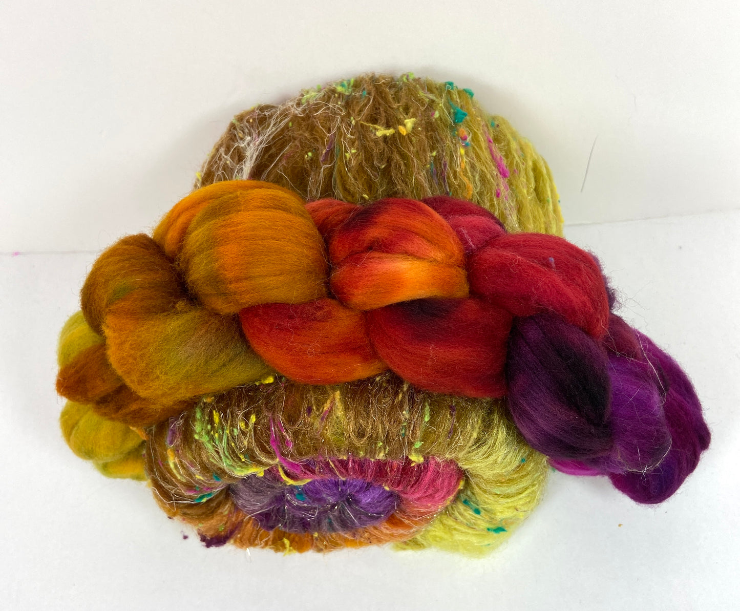 Curried Beets Batt/top Combo 1202-01, 4.2 oz, Targhee wool, silk, bamboo, spinning fiber, felting wool, weaving fiber
