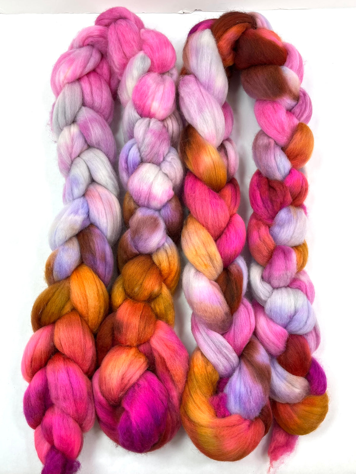 Giselle MG - 4 oz hand painted wool combed top, roving, spinning fiber, handspinning, felting