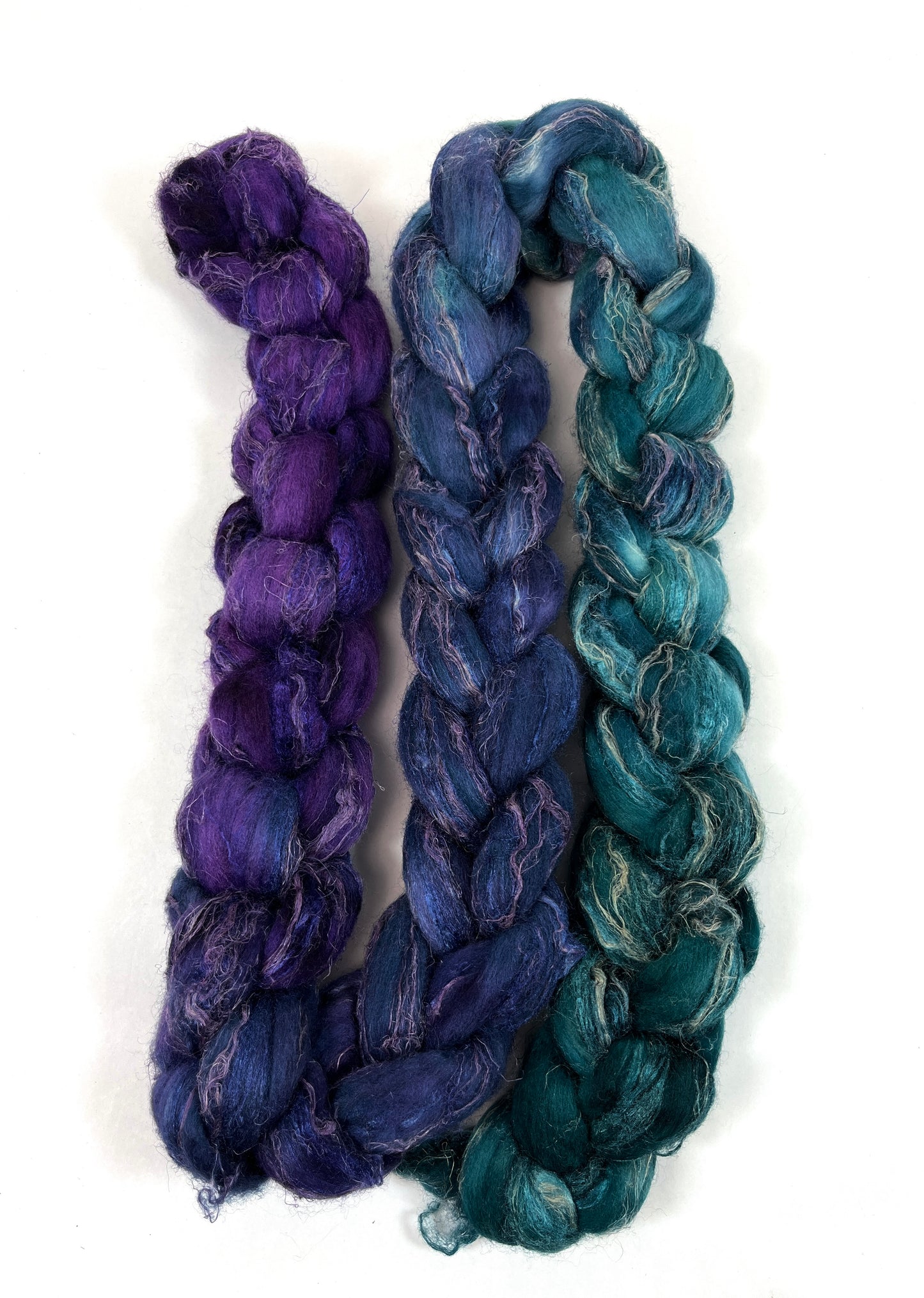 Day’s End 0208-01, Long Gradient - 5.8 oz Merino, silk, flax combed top, roving, spinning fiber, handspinning, felting, needle felting, weaving supplies