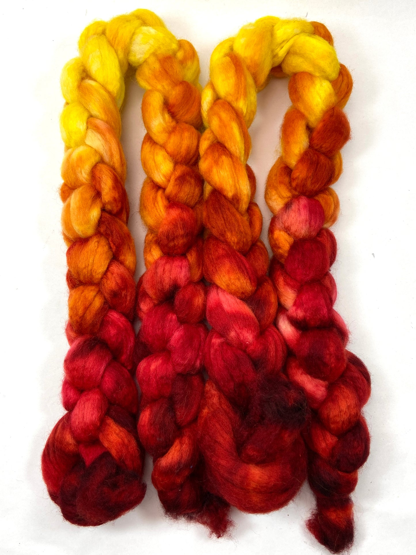 Dragon’s Breath MG - 4 oz hand painted wool combed top, roving, spinning fiber, handspinning, felting