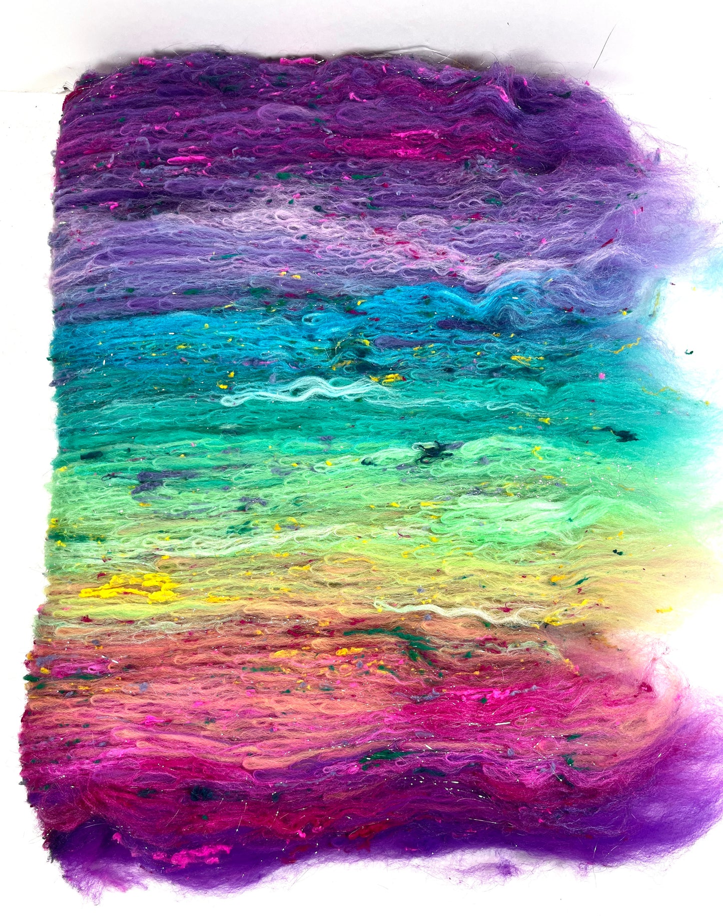 Disco Fever Gradient Batt 0711-03 - 2.5 oz Polwarth wool, silk, noils, spinning fiber, handspinning, nuno, felting wool, weaving, spindle