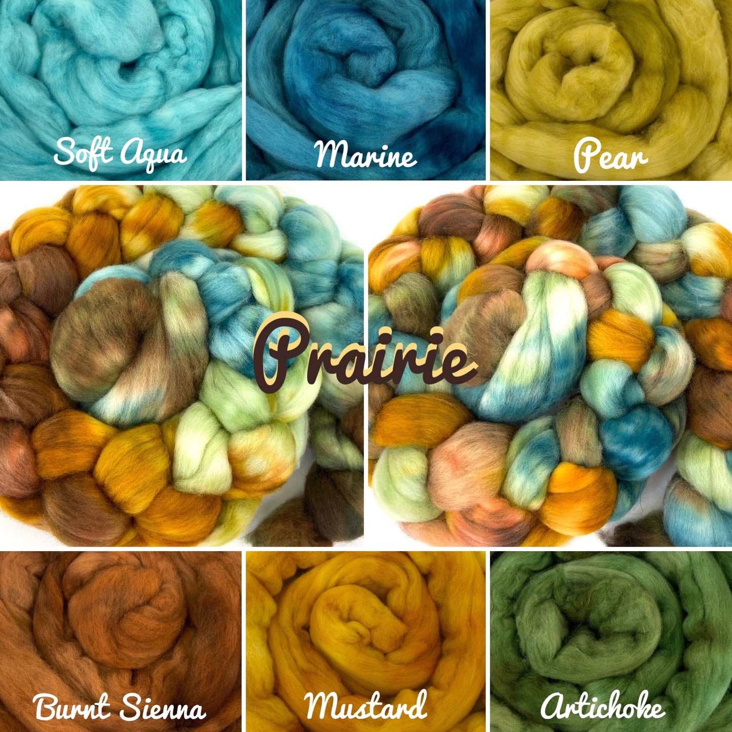 Prairie SC - 4 oz hand painted wool combed top, roving, spinning fiber, handspinning, felting