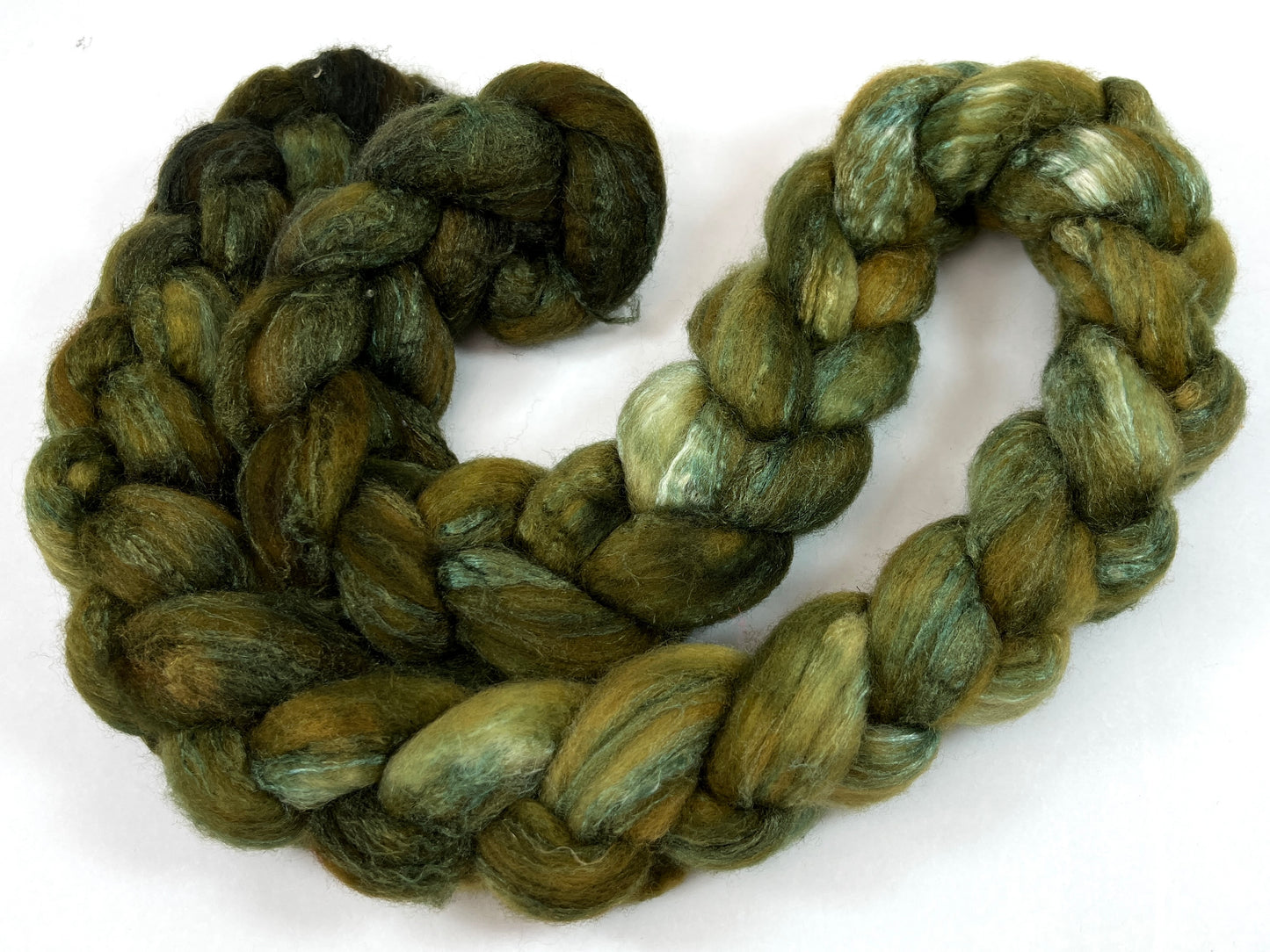 Day’s End 0121-03- 6.2 oz BFL/silk combed top, roving, spinning fiber, handspinning, felting, needle felting, weaving supplies, OOAK