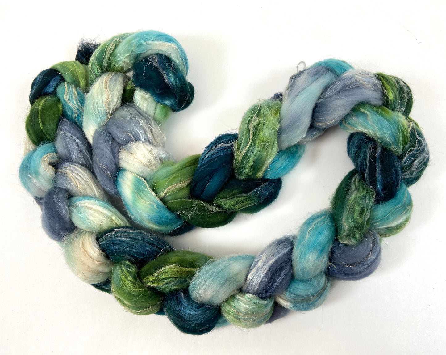 Cool River SC - 4 oz hand painted wool combed top, roving, spinning fiber, handspinning, felting