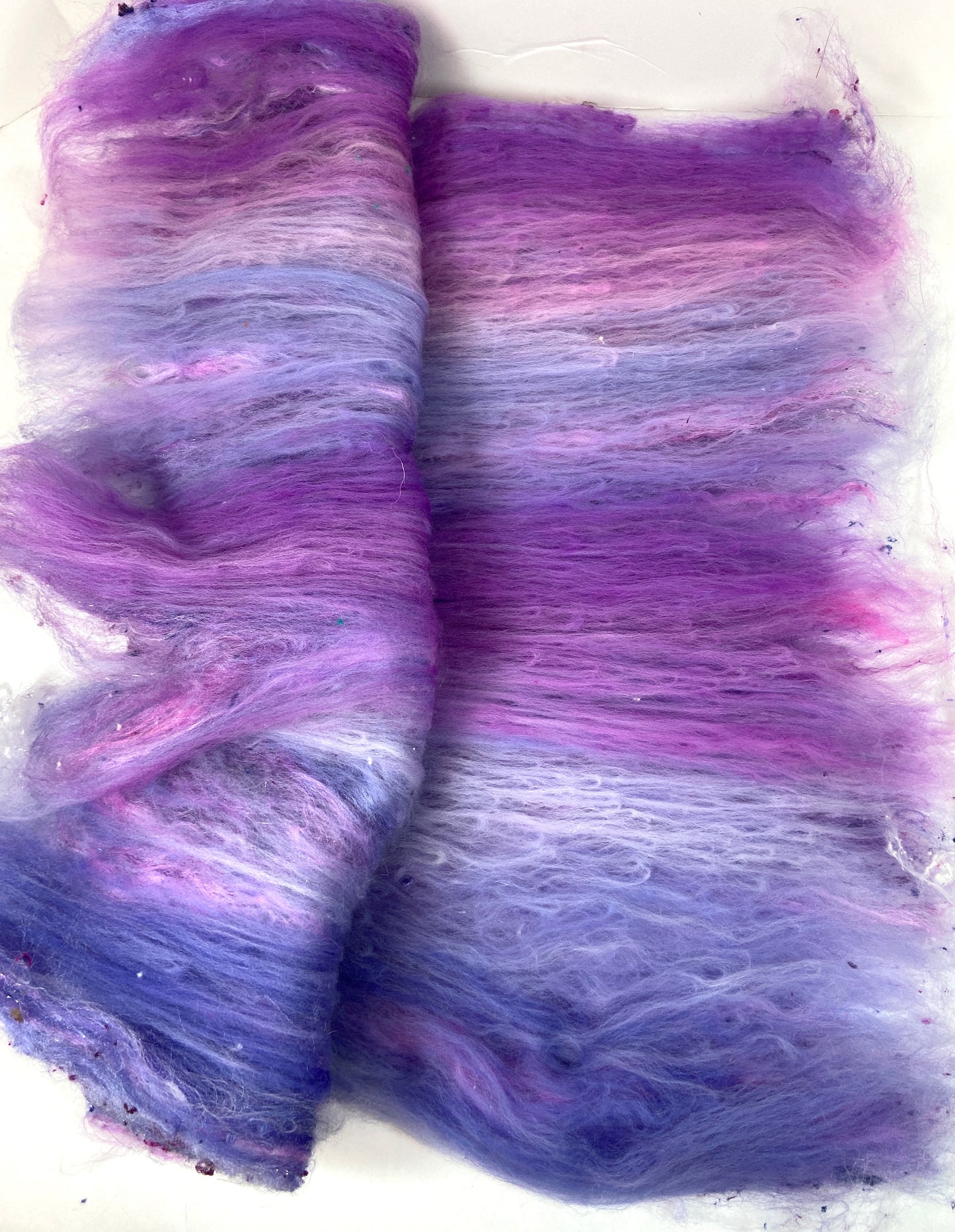 Charlotte Batt 1203-02- 2.8 oz Polwarth wool, silk, noils, spinning fiber, handspinning, nuno, felting wool, weaving