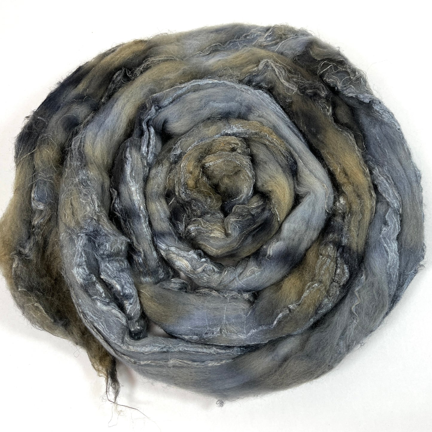 Rustic Gray - 2 oz hand dyed semisolid wool combed top