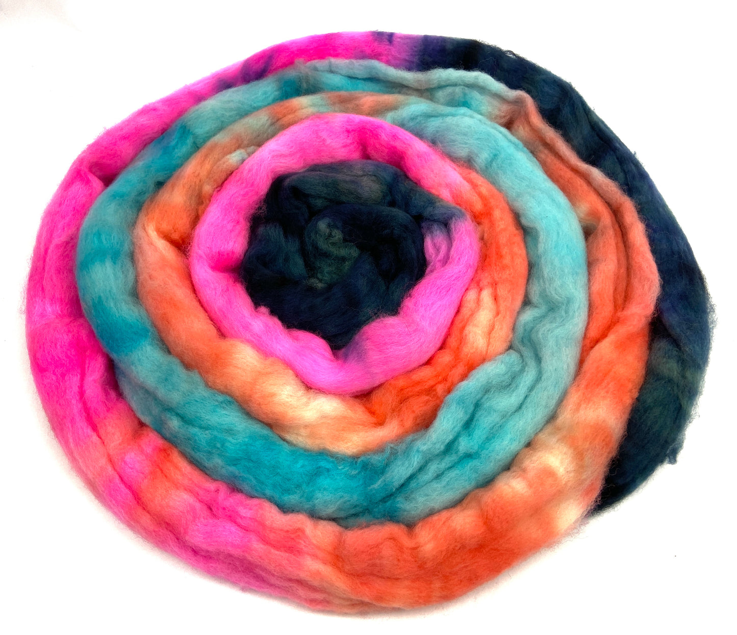Flamingo MG - 4 oz hand painted wool combed top, roving, spinning fiber, handspinning, felting