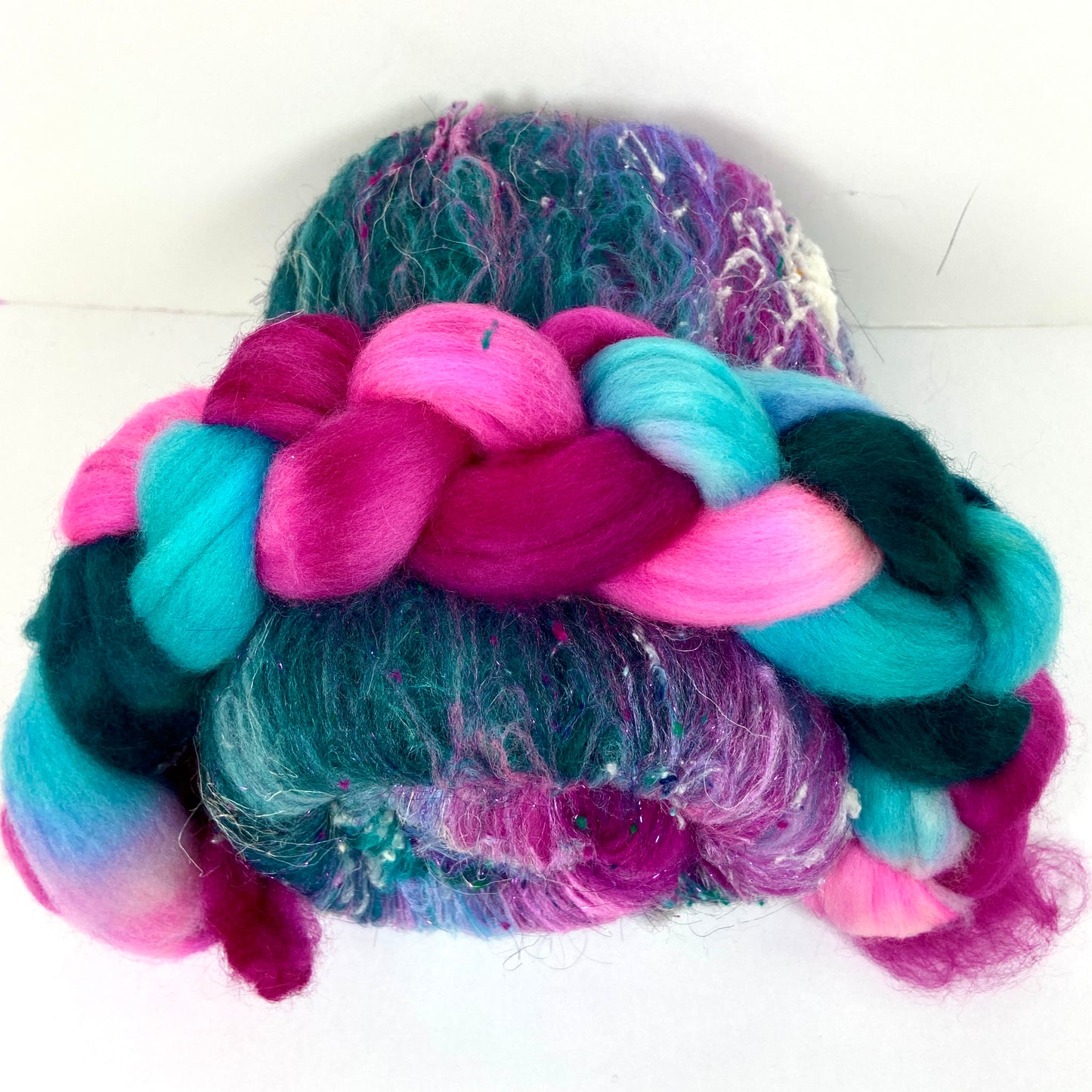 Bijou Batt/top Combo 1203-01 , 4.4 oz, Polwarth wool, silk, bamboo, spinning fiber, felting wool, weaving fiber