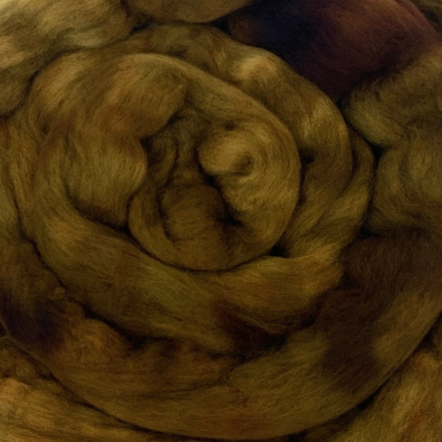 Khaki Brown - 2 oz hand dyed semisolid wool combed top