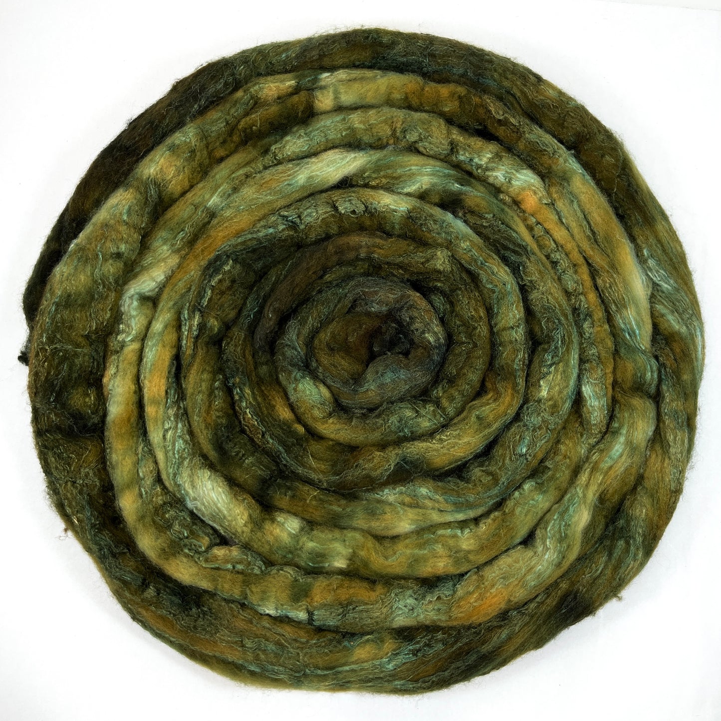Day’s End 0121-03- 6.2 oz BFL/silk combed top, roving, spinning fiber, handspinning, felting, needle felting, weaving supplies, OOAK