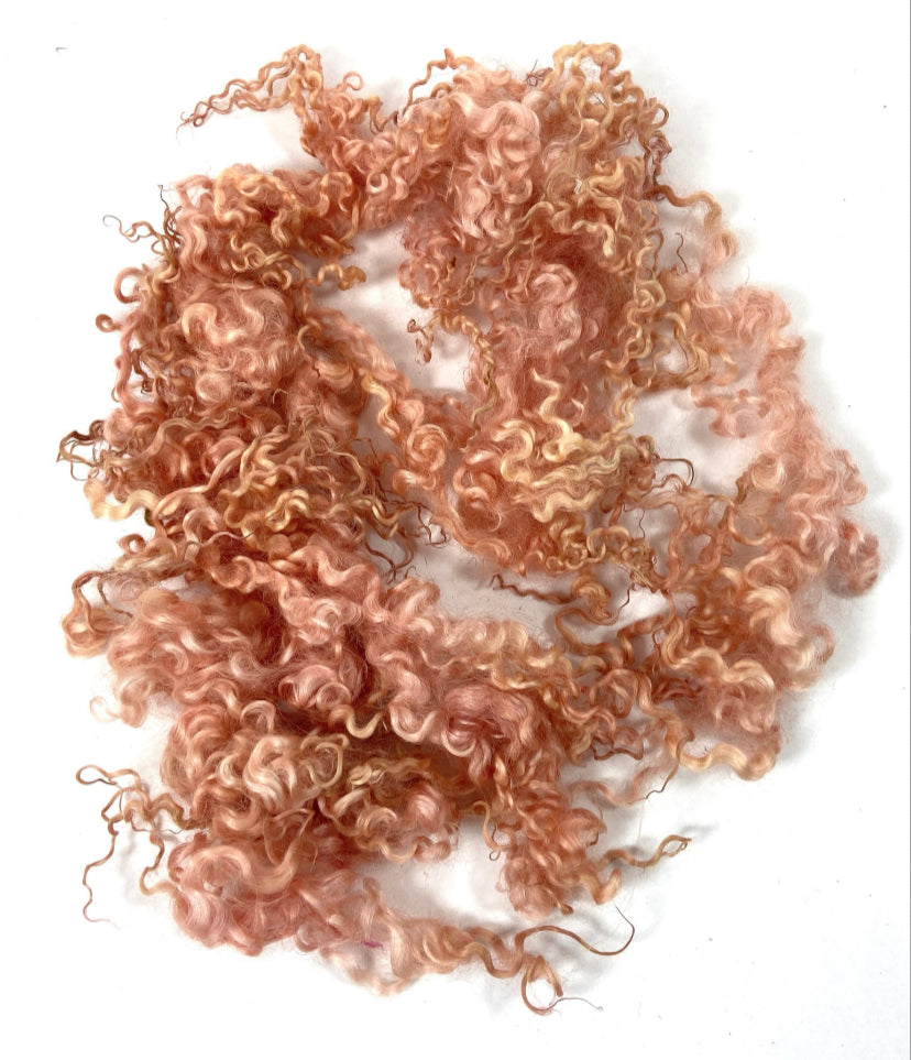 Wensleydale Locks, Buff Peach, .4 oz, 4-5 inches long, super clean, spinning, felting, fiber art, doll hair, nuno, lockspun 0711-02