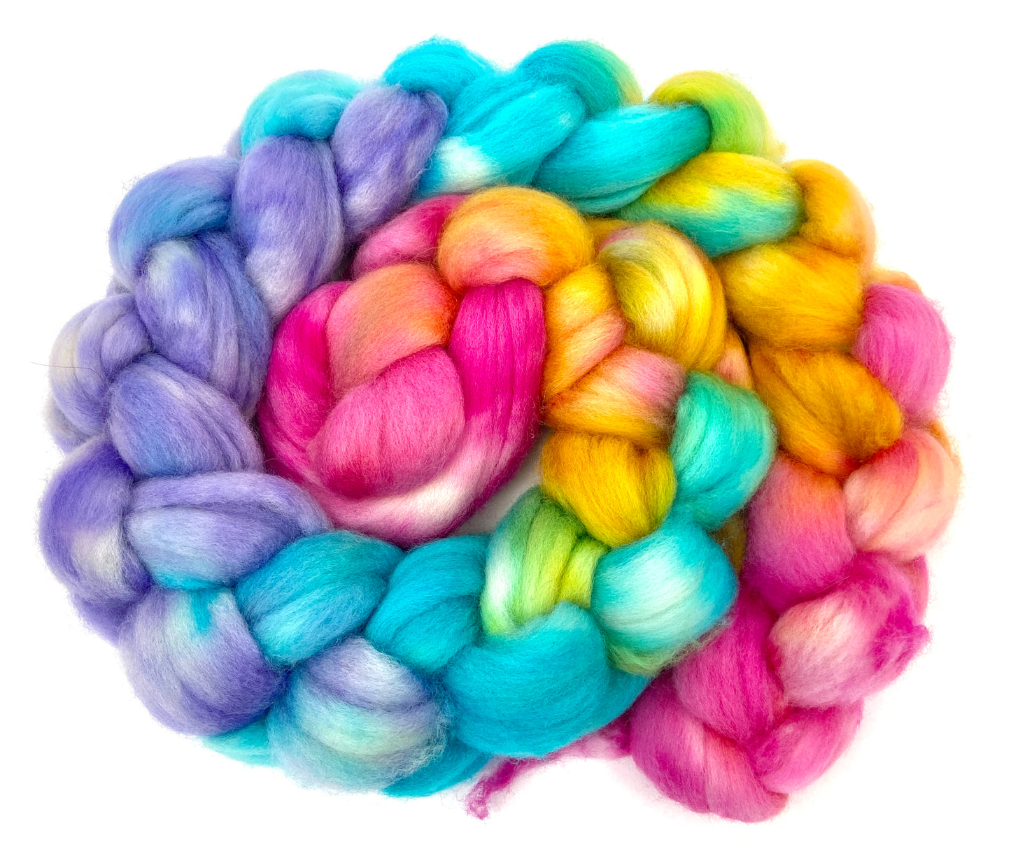 Candy Necklace MG - 4 oz hand painted wool combed top, roving, spinning fiber, handspinning, felting