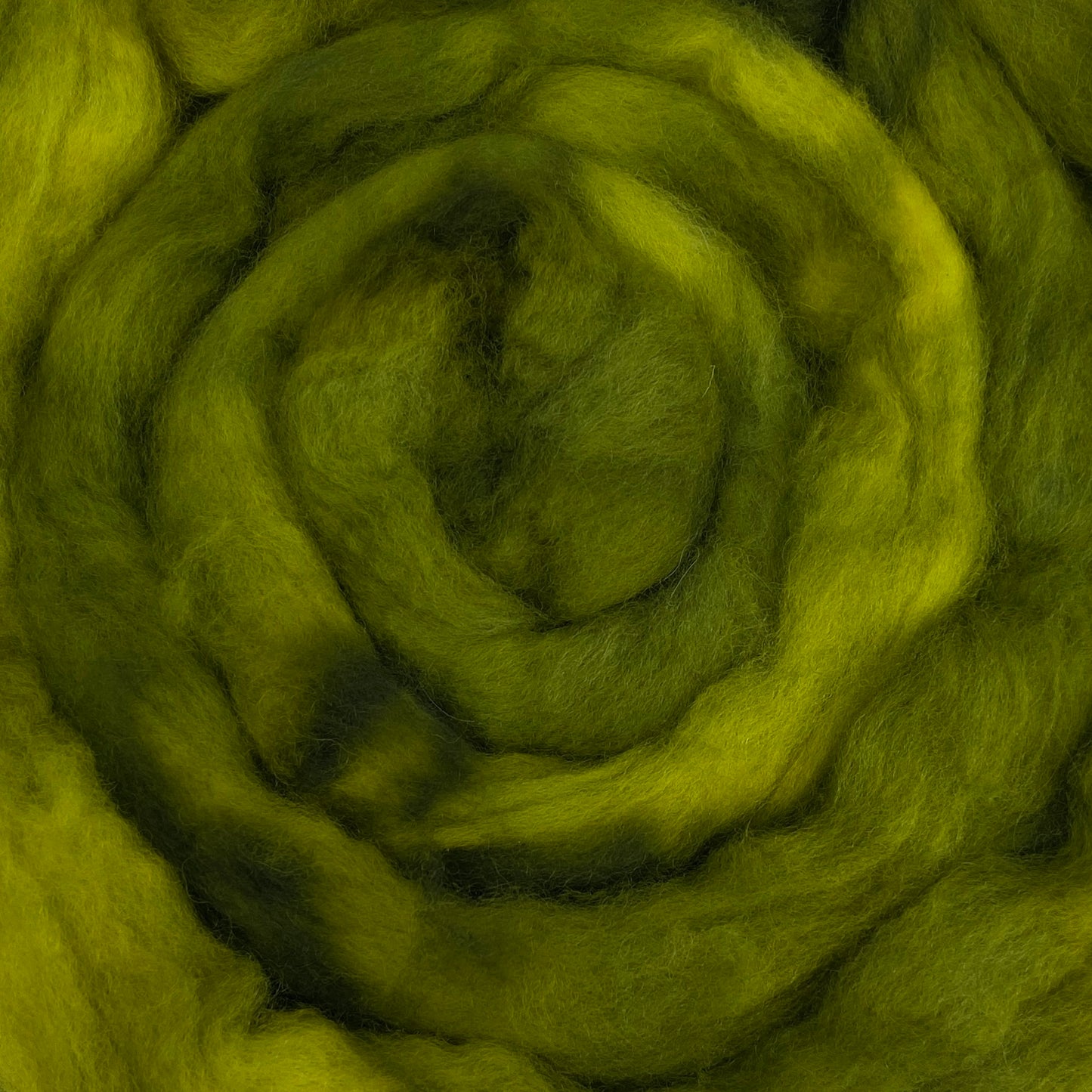 Ripe Olive - 2 oz hand dyed semisolid wool combed top