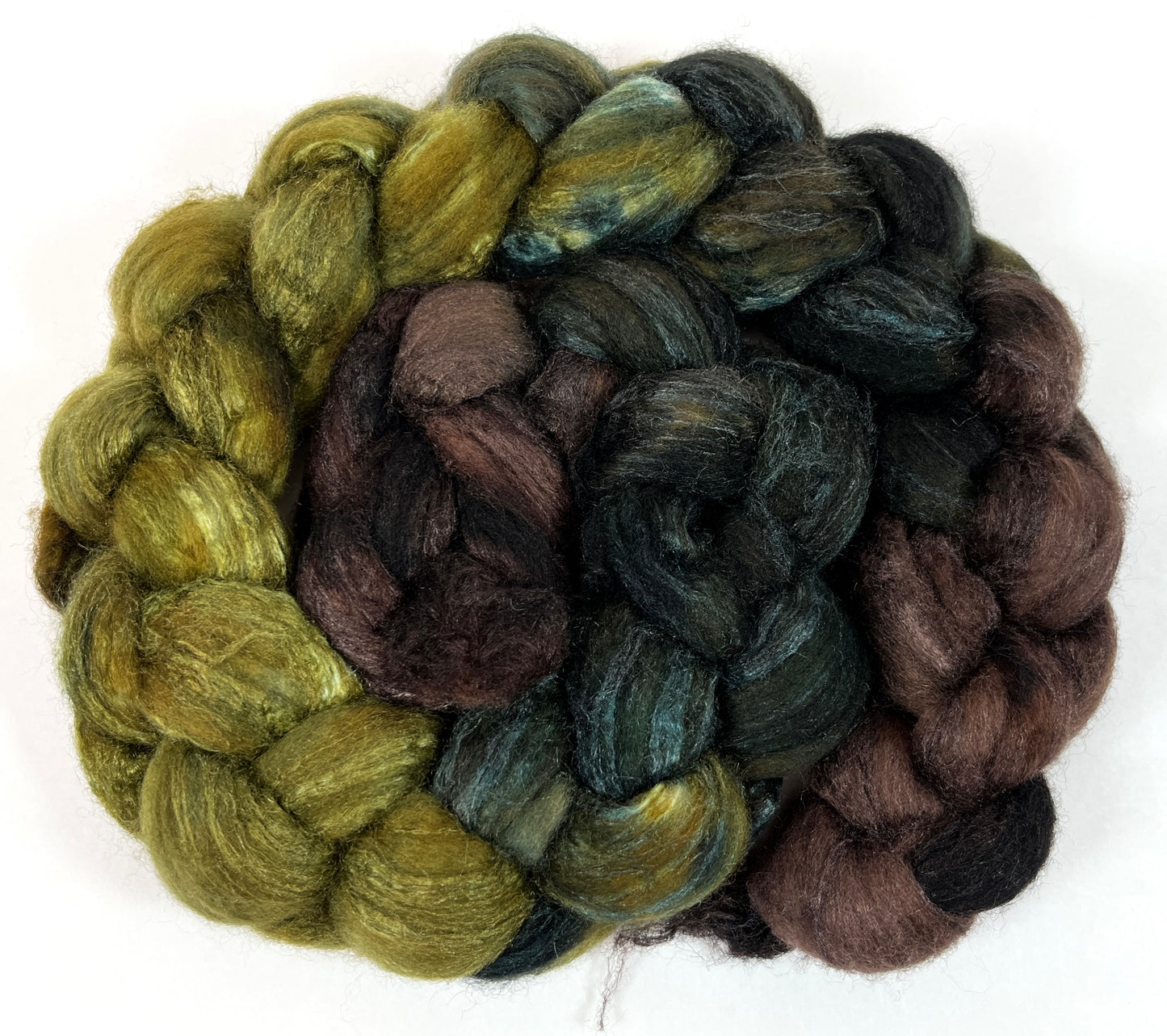 Peat Bog MG - 4 oz BFL/silk combed top, roving, spinning fiber, handspinning, felting, needle felting, weaving supplies