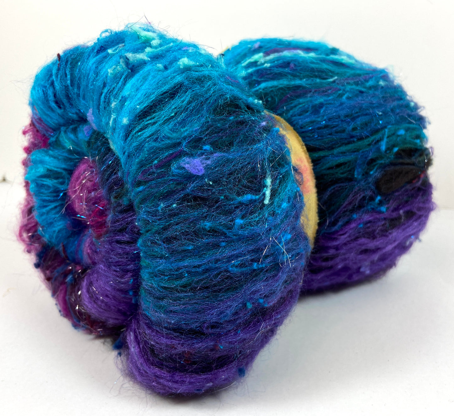 The Darkness Batt 1018-02- 2.5 oz Targhee wool, silk, noils, spinning fiber, drumcarded, handspinning, nuno, felting wool, weaving