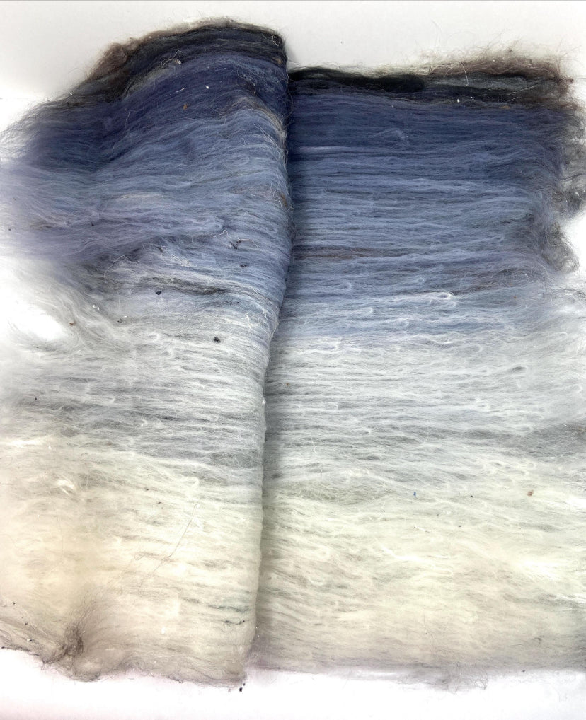 Birch Tree Batt 0814-06 - 3.3 oz Polwarth wool, silk, noils, spinning fiber, handspinning, nuno, felting wool, weaving