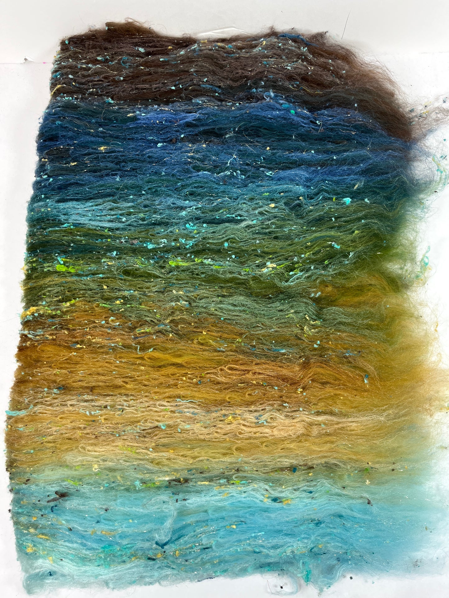 Sherwood Forest Batt 1228-04, 2.4 oz, 18.5 micron Merino wool, silk, spinning fiber, felting wool, weaving fiber