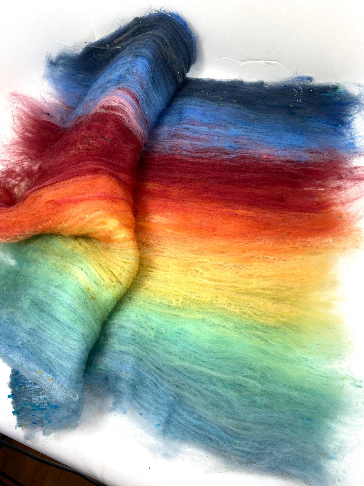 Good Intentions Batt 1012-09 - 2.9 oz Falkland Merino wool, silk, noils, spinning fiber, drumcarded, handspinning, nuno, felting wool
