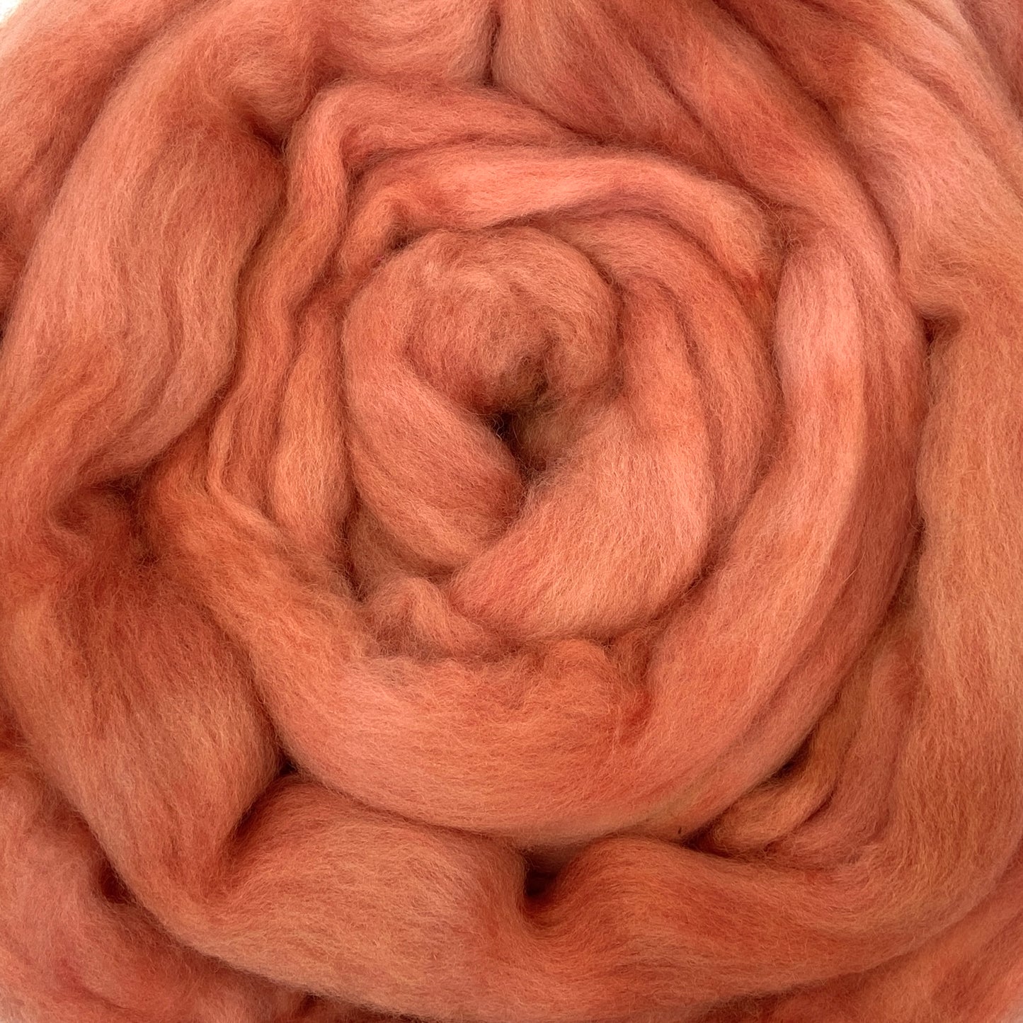 Peach Blush - 2 oz hand dyed semisolid wool combed top
