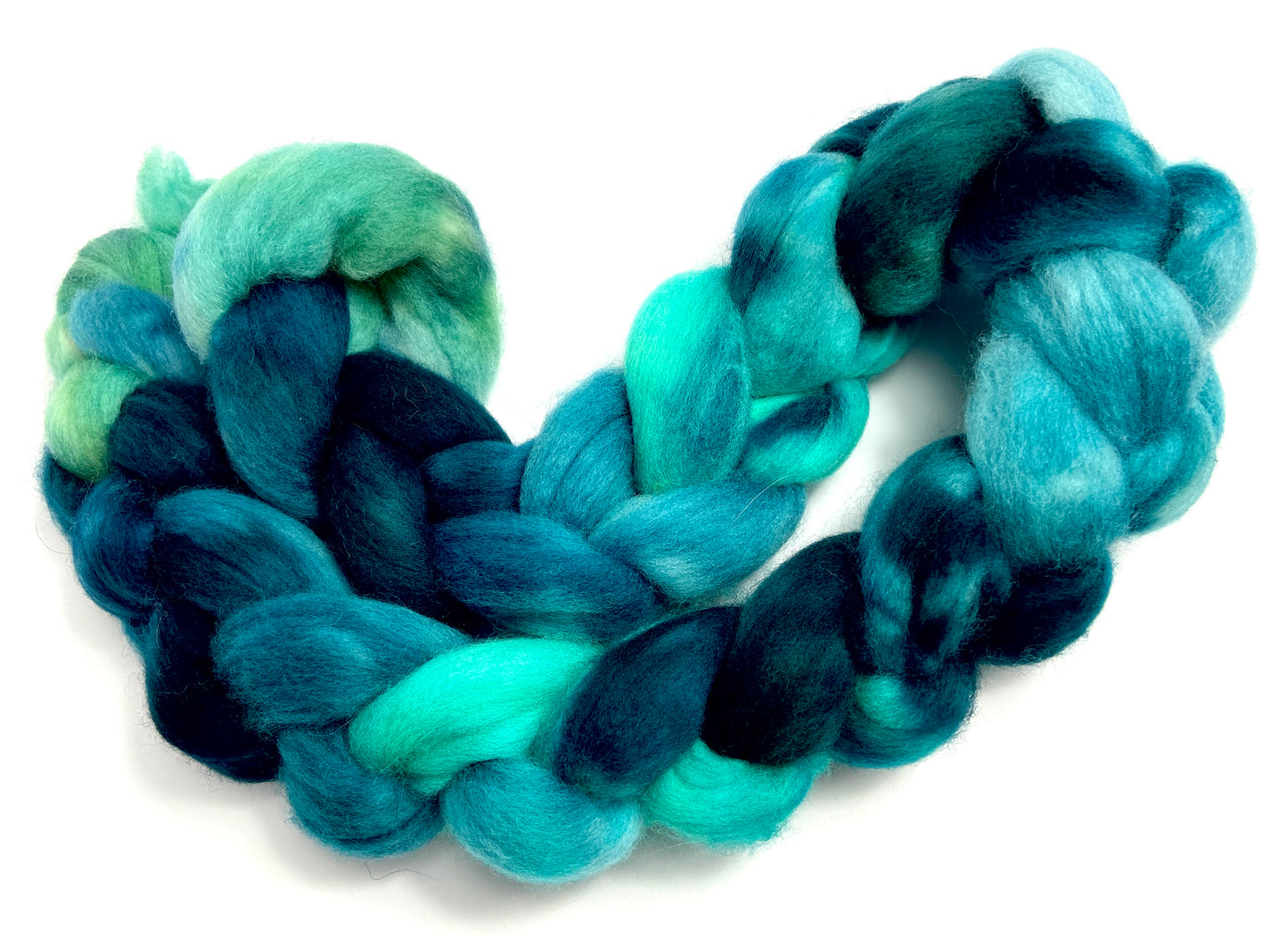 Dioptase MG - 4 oz hand painted wool combed top, roving, spinning fiber, handspinning, felting