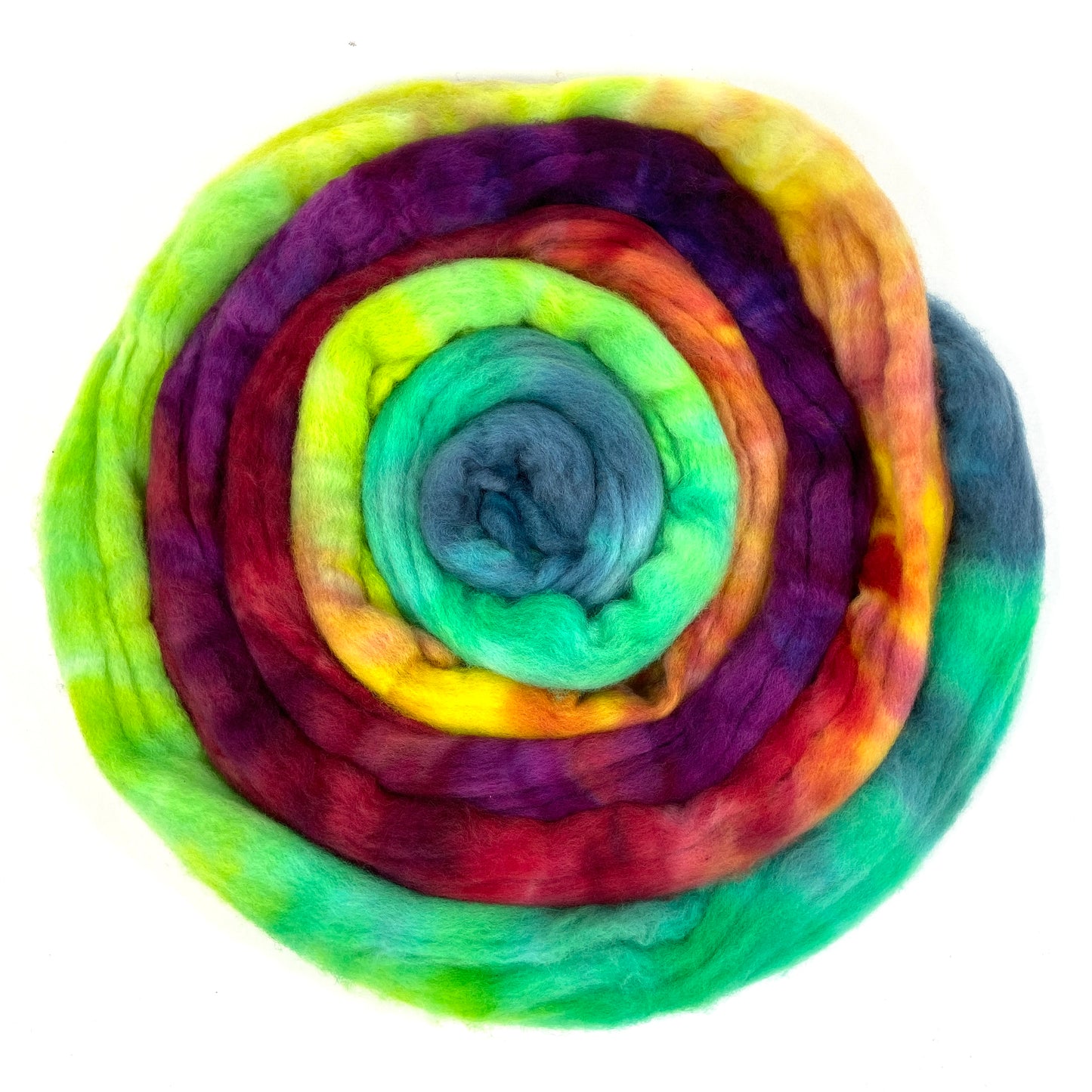 Kaleidoscope MG - 4 oz hand painted wool combed top, roving, spinning fiber, handspinning, felting