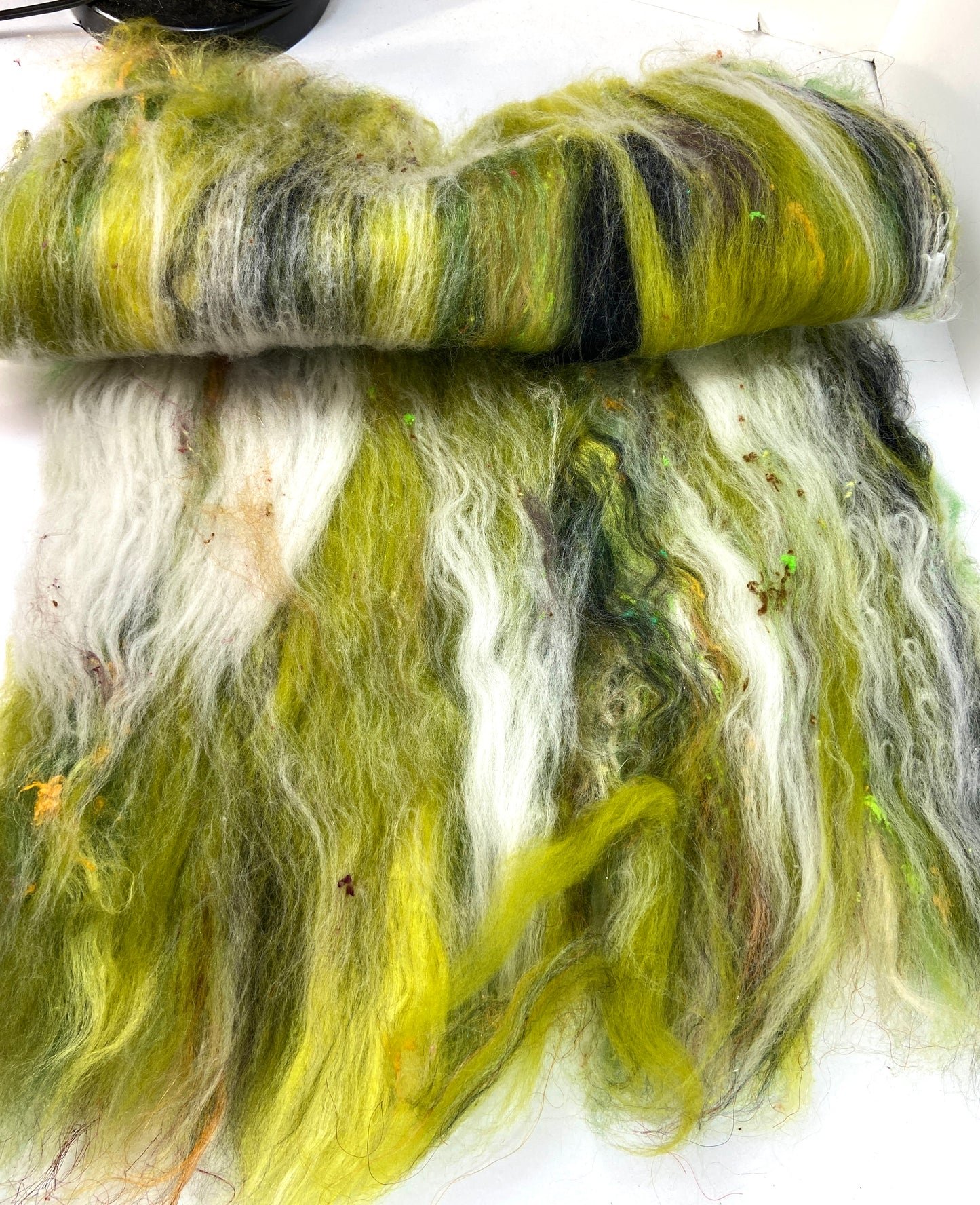Kitchen Sink Batt 1008-01 - 3.3 oz soft wools, silk, noils, spinning fiber, handspinning, nuno, felting wool, weaving