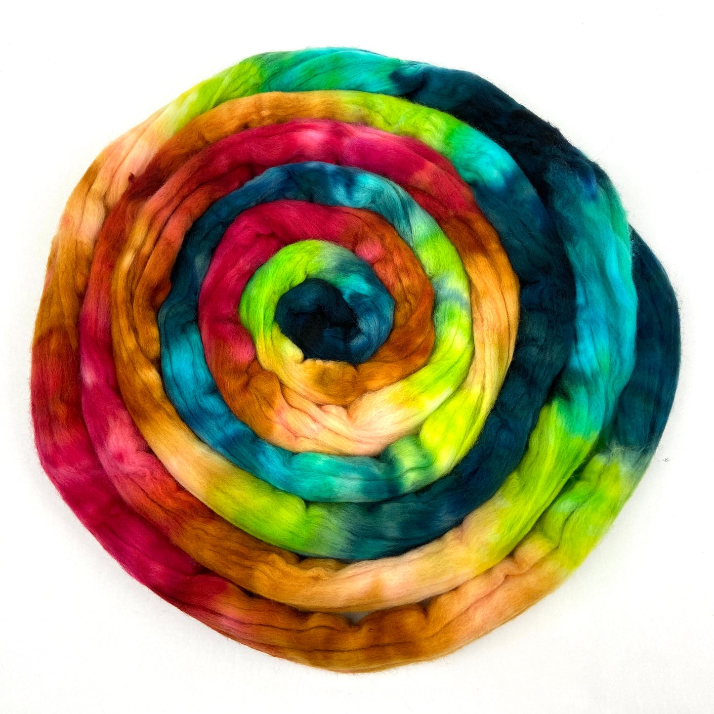 Frolic SC - 4 oz hand painted wool combed top, roving, spinning fiber, handspinning, felting