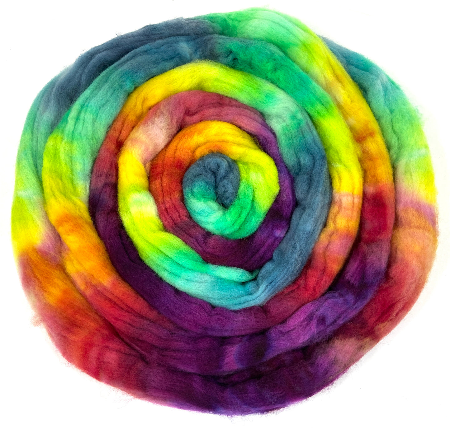 Kaleidoscope SC - 4 oz hand painted wool combed top, roving, spinning fiber, handspinning, felting
